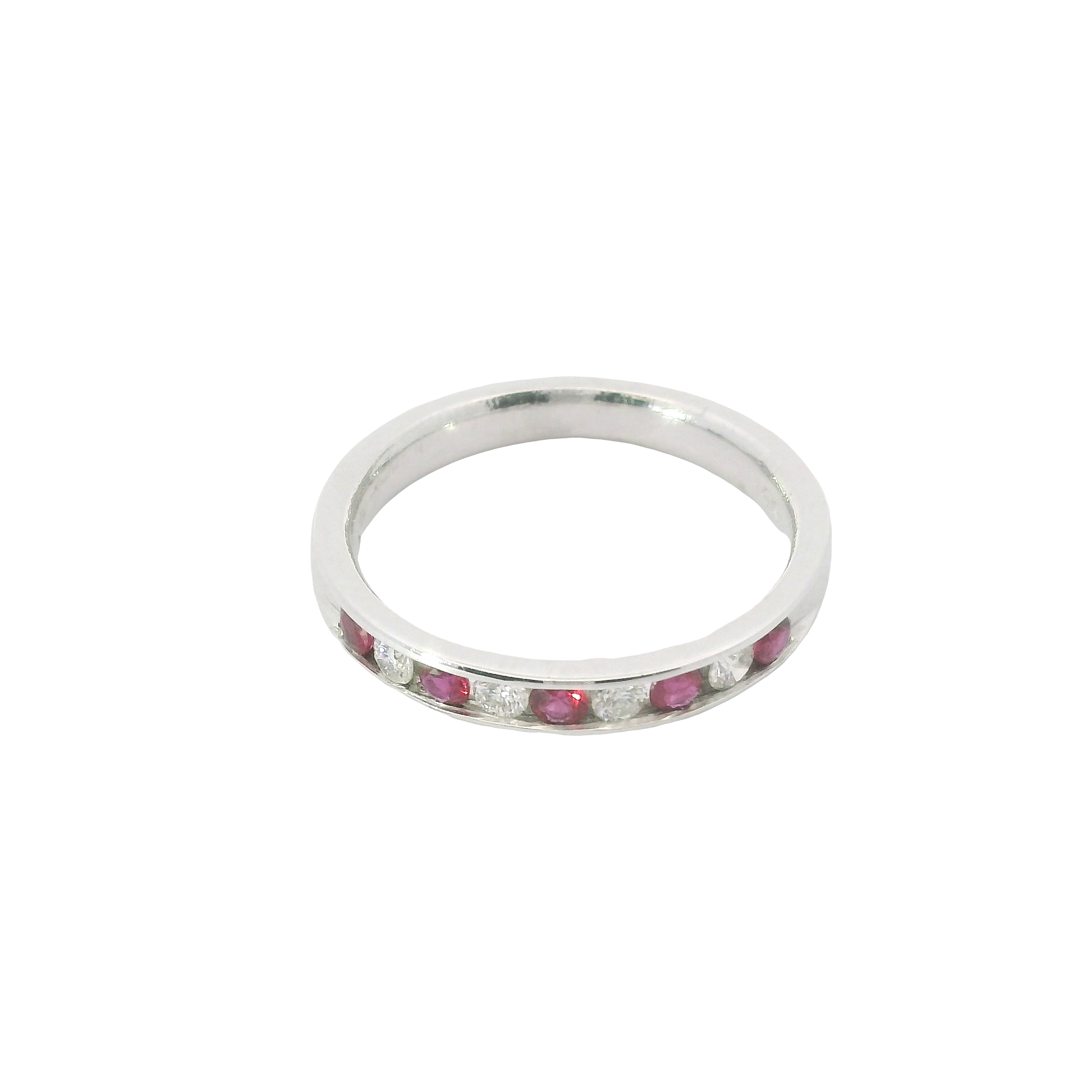 14K White Gold Ruby and Diamond Fashion Ring