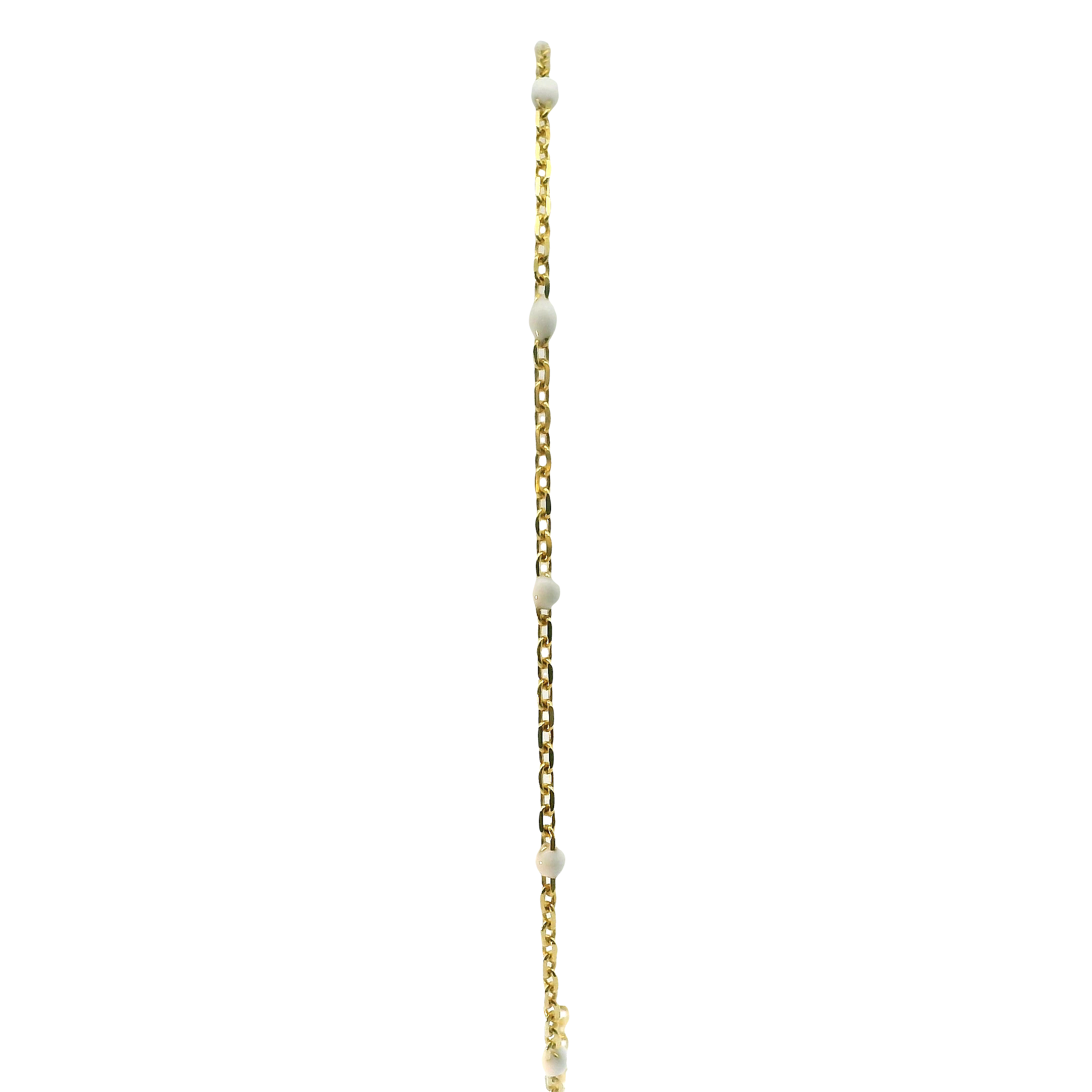 Yellow Sterling Silver Bracelet with White Beads – 7" Length