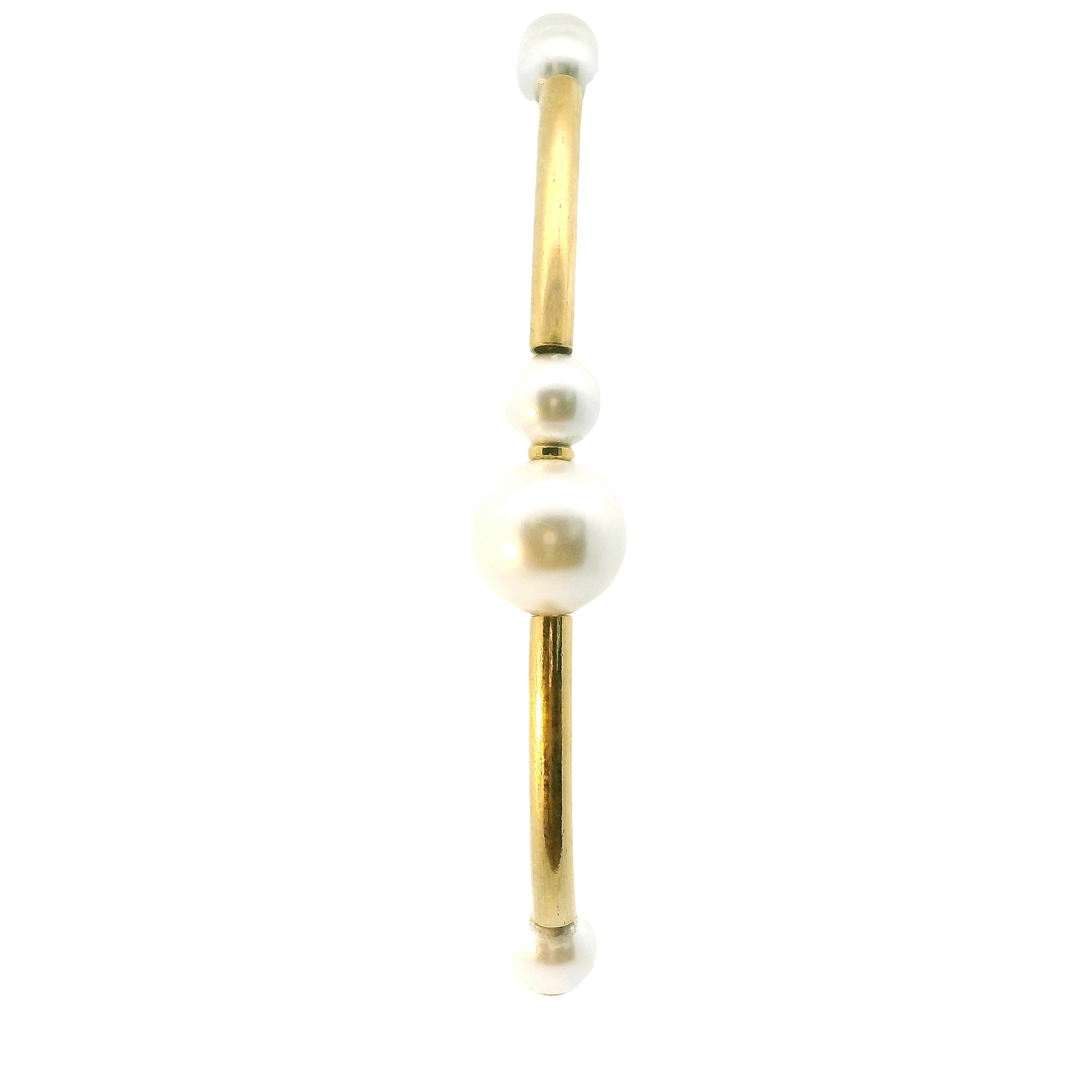 Italian Pearl Station Bracelet – 14K Gold Over Sterling Silver, Adjustable 6–8"