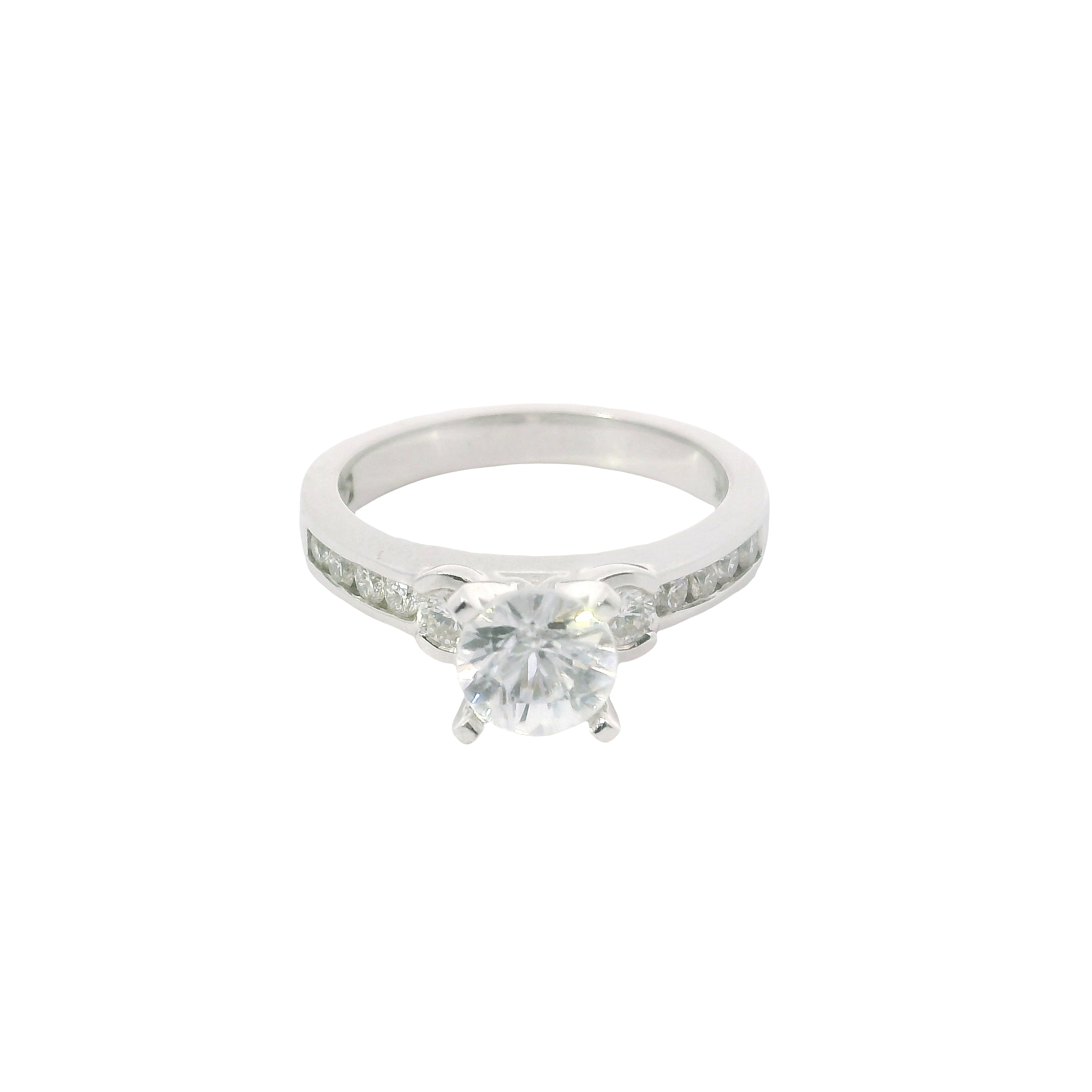 Classic Elegance: Channel-Set Engagement Ring with 0.37ct Diamonds in 14K White Gold – Size 6.5