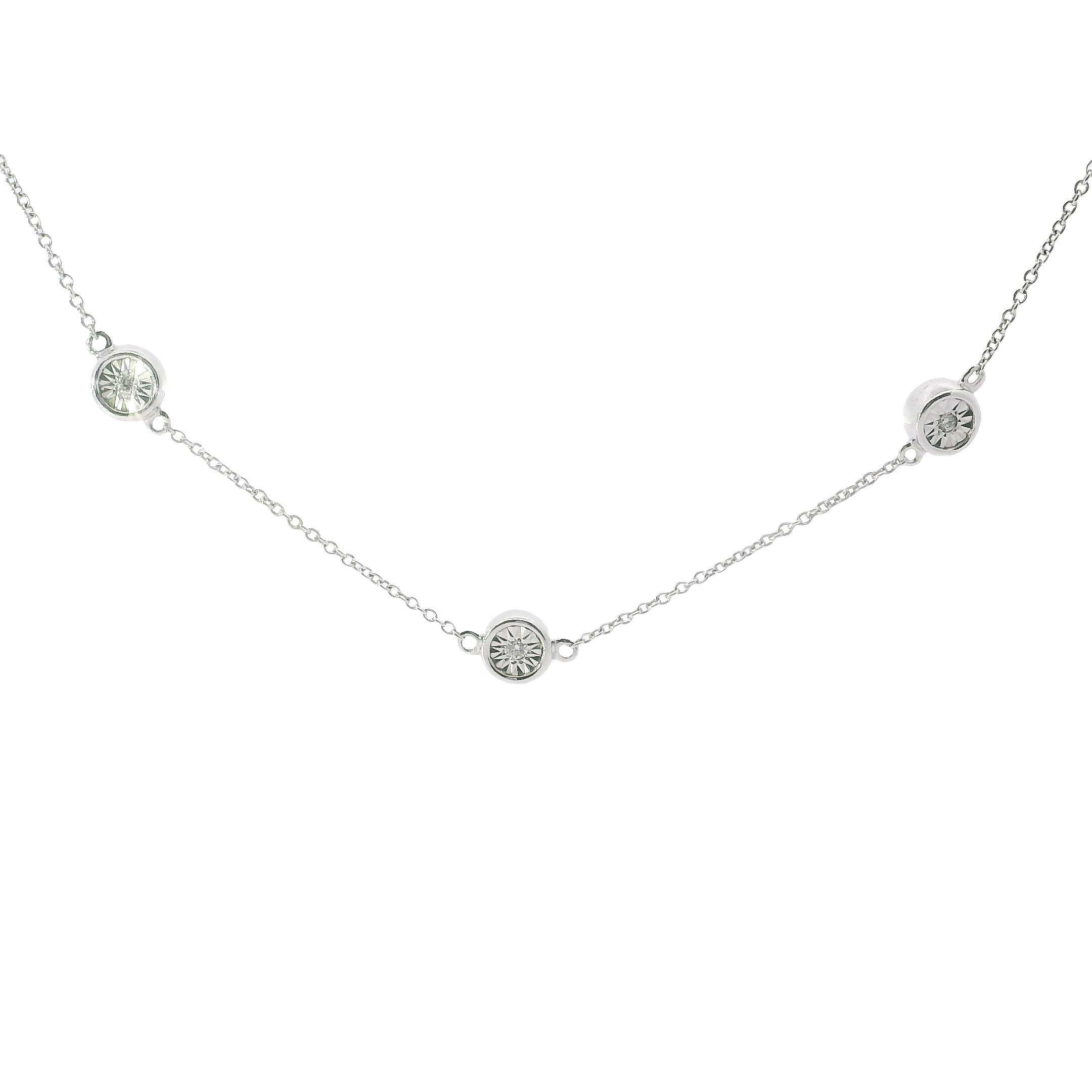 10K White Gold Diamond by the Yard Necklace – 0.11ctw