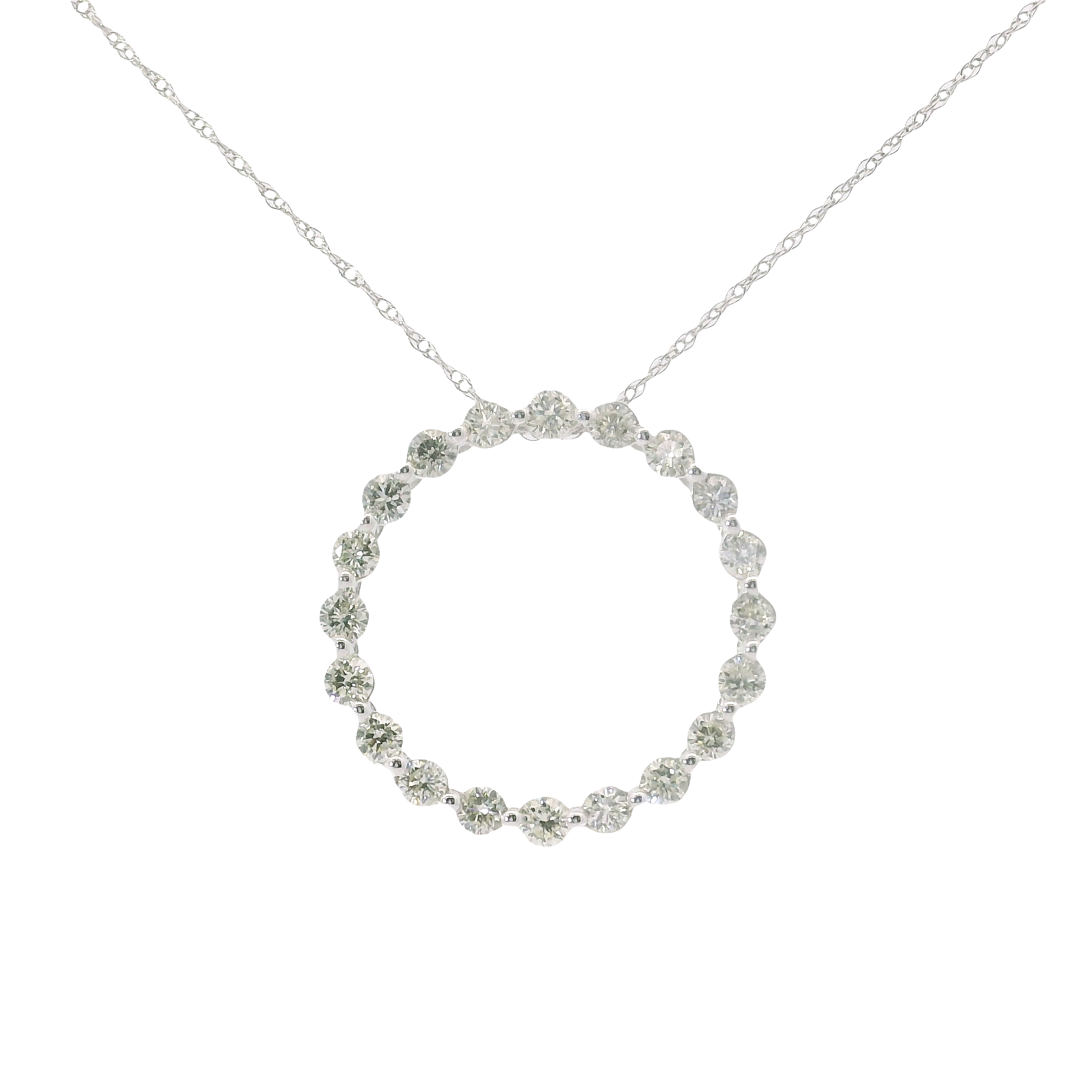 14K White Gold Diamond Circle Necklace – 0.69 Total Carats, G/H Color, SI2 Clarity