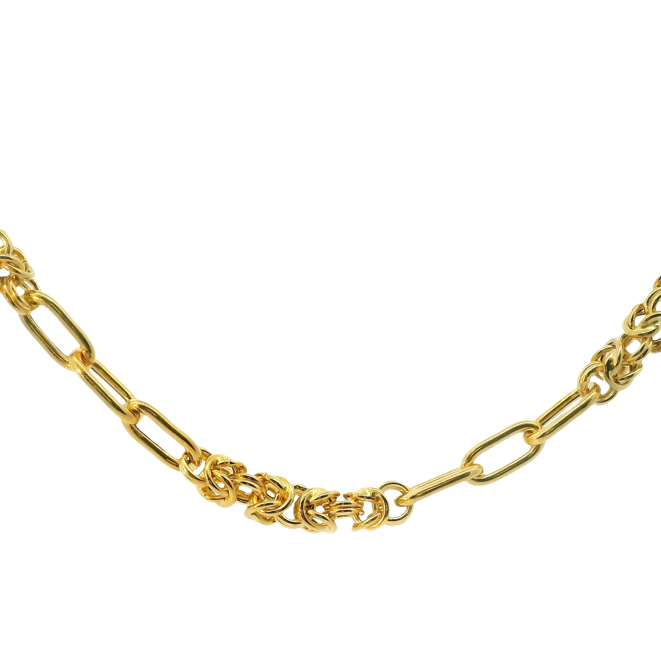 Italian Byzantine & Paperclip Chain Necklace – 14K Gold Over Sterling Silver, Adjustable 17.5–19.5"