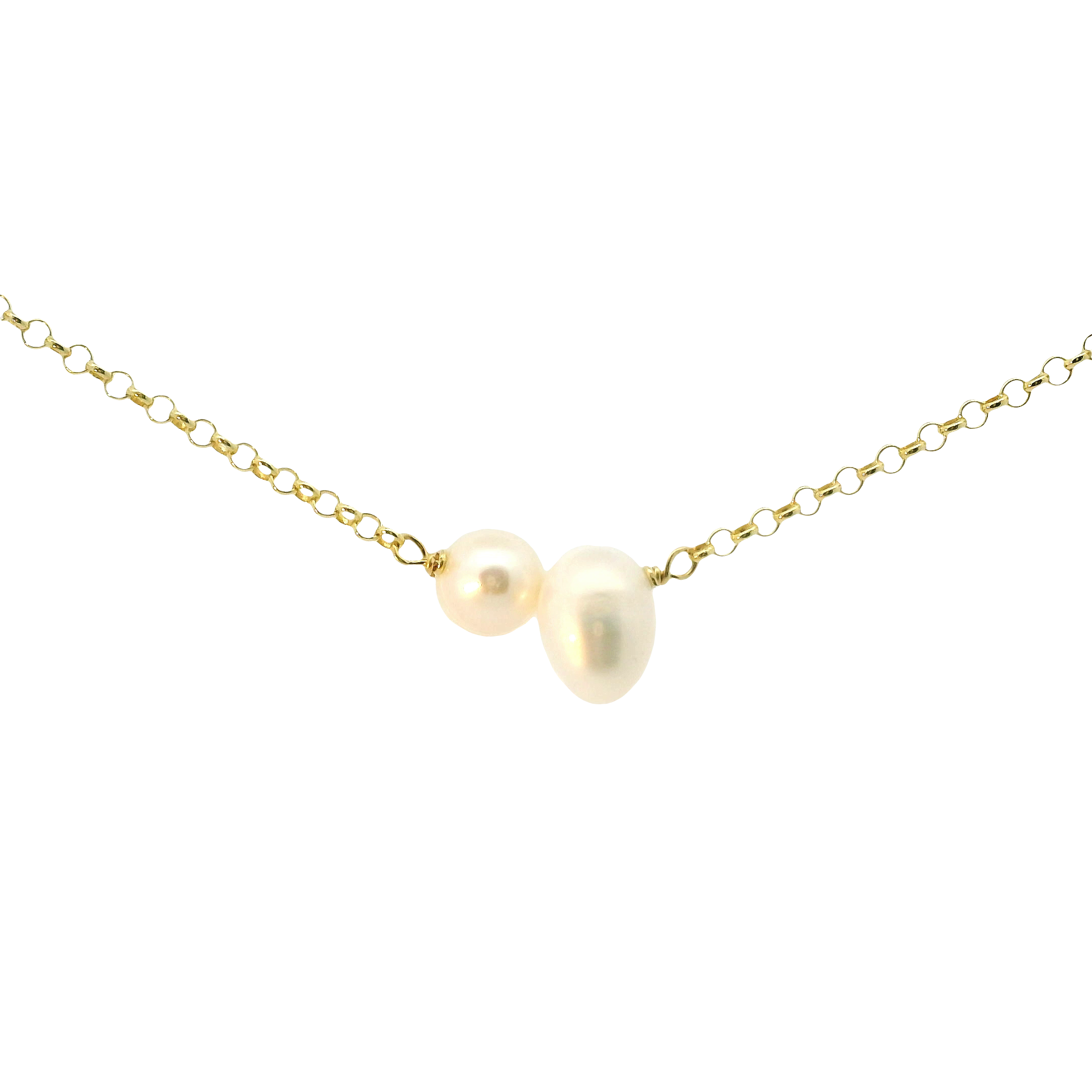 Italian Bead & Freshwater Pearl Station Necklace – 14K Gold Over Sterling Silver