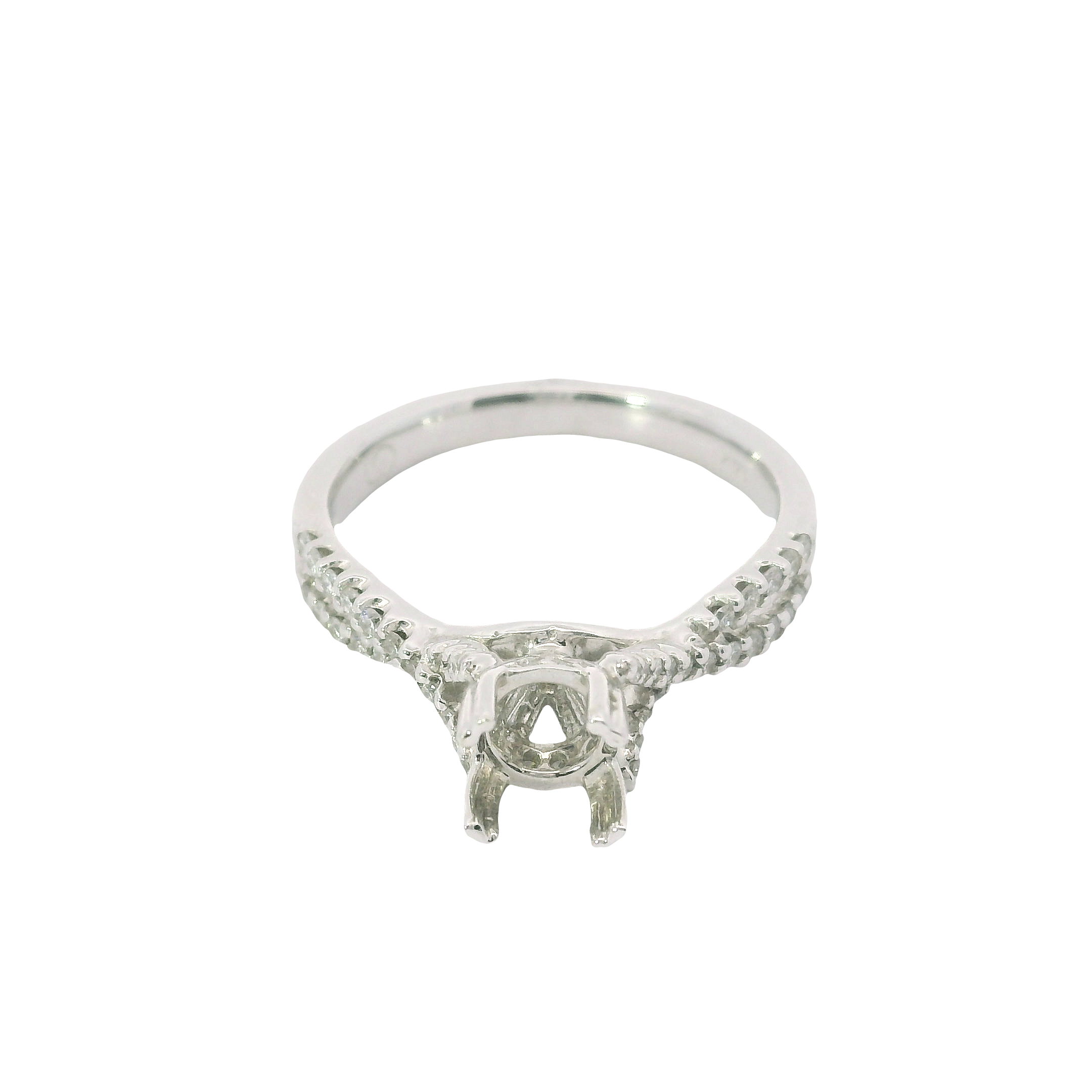 Intertwined Brilliance: 0.31ct Diamond Crossover Semi-Mount Ring in 14K White Gold – Size 6.5
