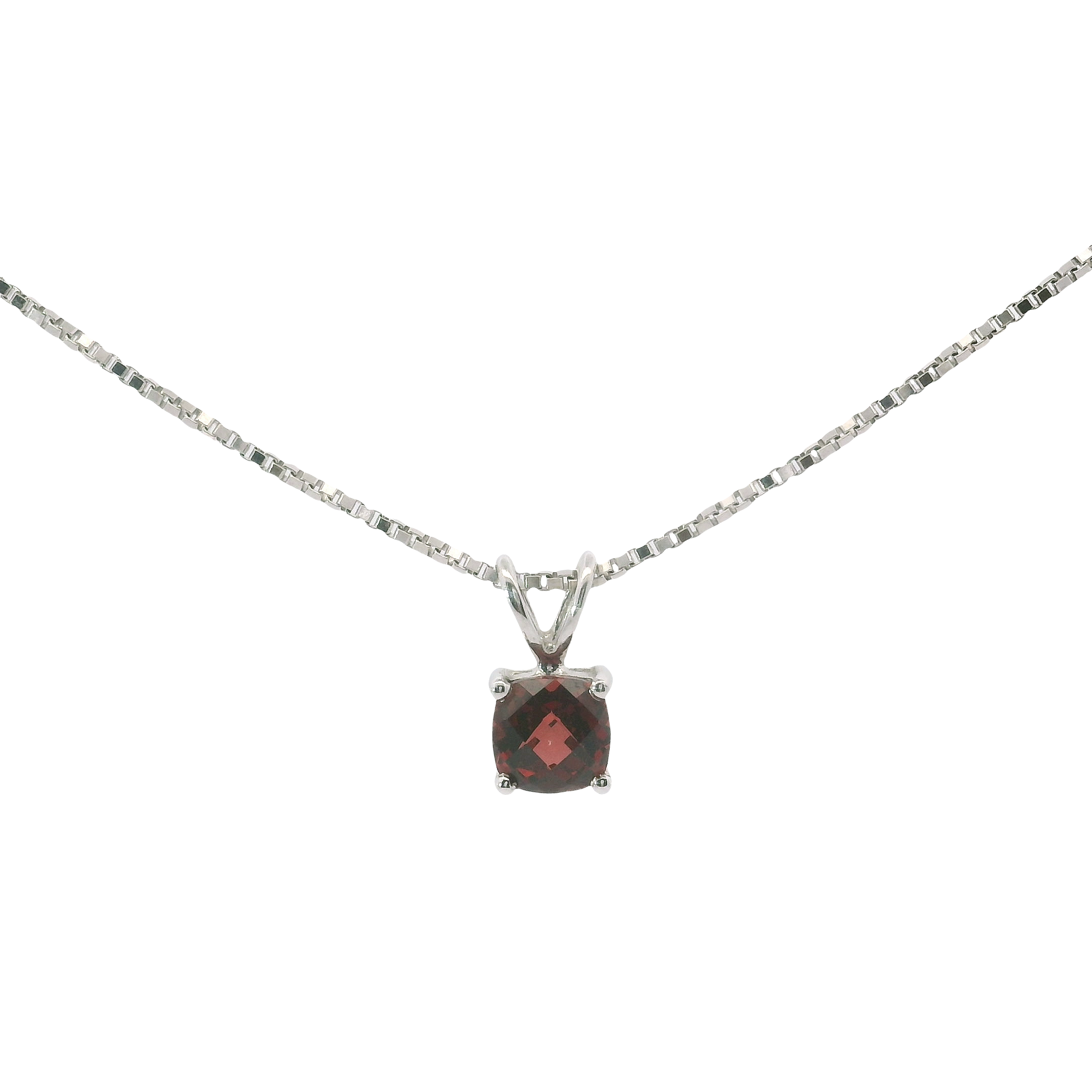14K White Gold Cushion-Cut Garnet Pendant – 0.60 Carat
