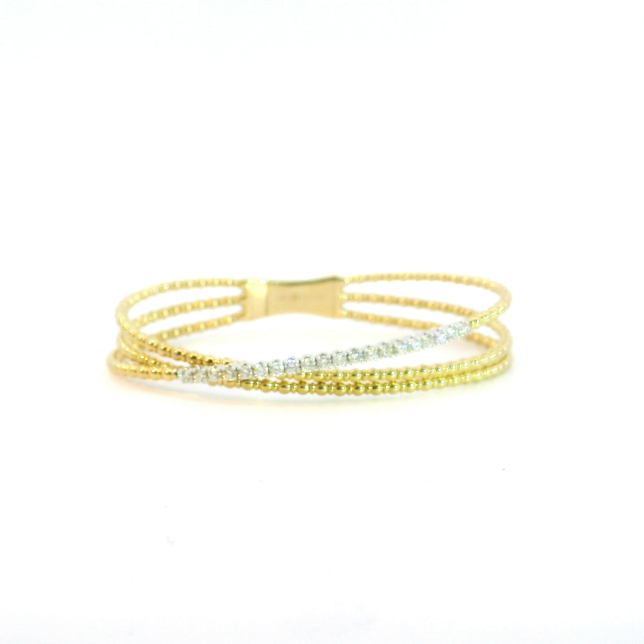 Lady's Yellow /White 14 Karat Bracelet With 20 = 0.65Twt Round H/I Si1 Diamonds
