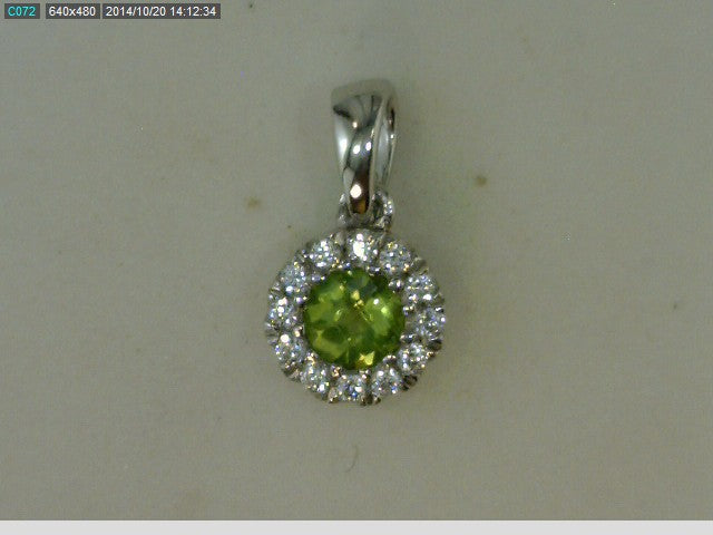 STERLING SILVER PERIDOT 12CZ P
