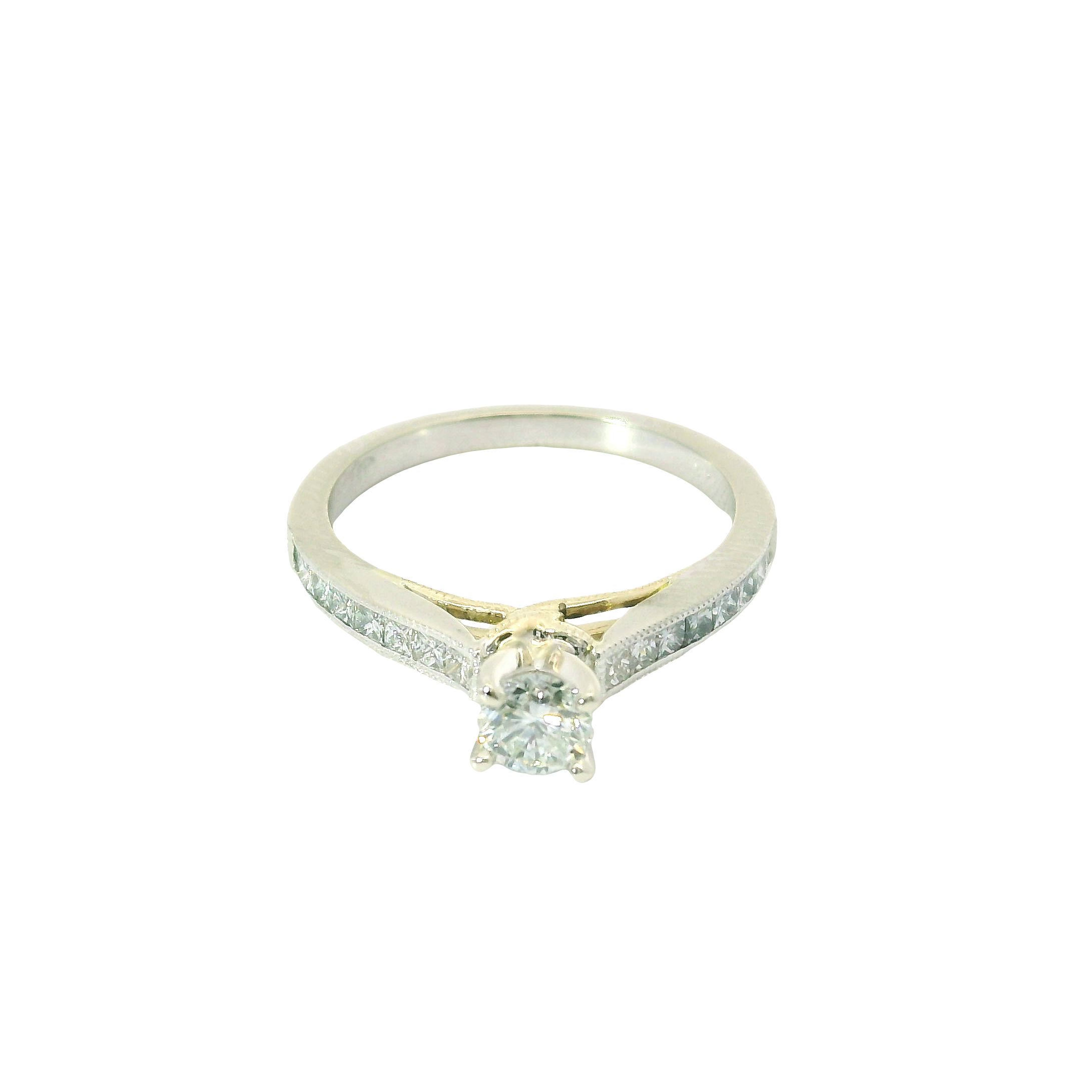 Heritage Glow: 0.75ct Two-Tone Diamond Engagement Ring with Milgrain & Channel Detail in 14K Gold