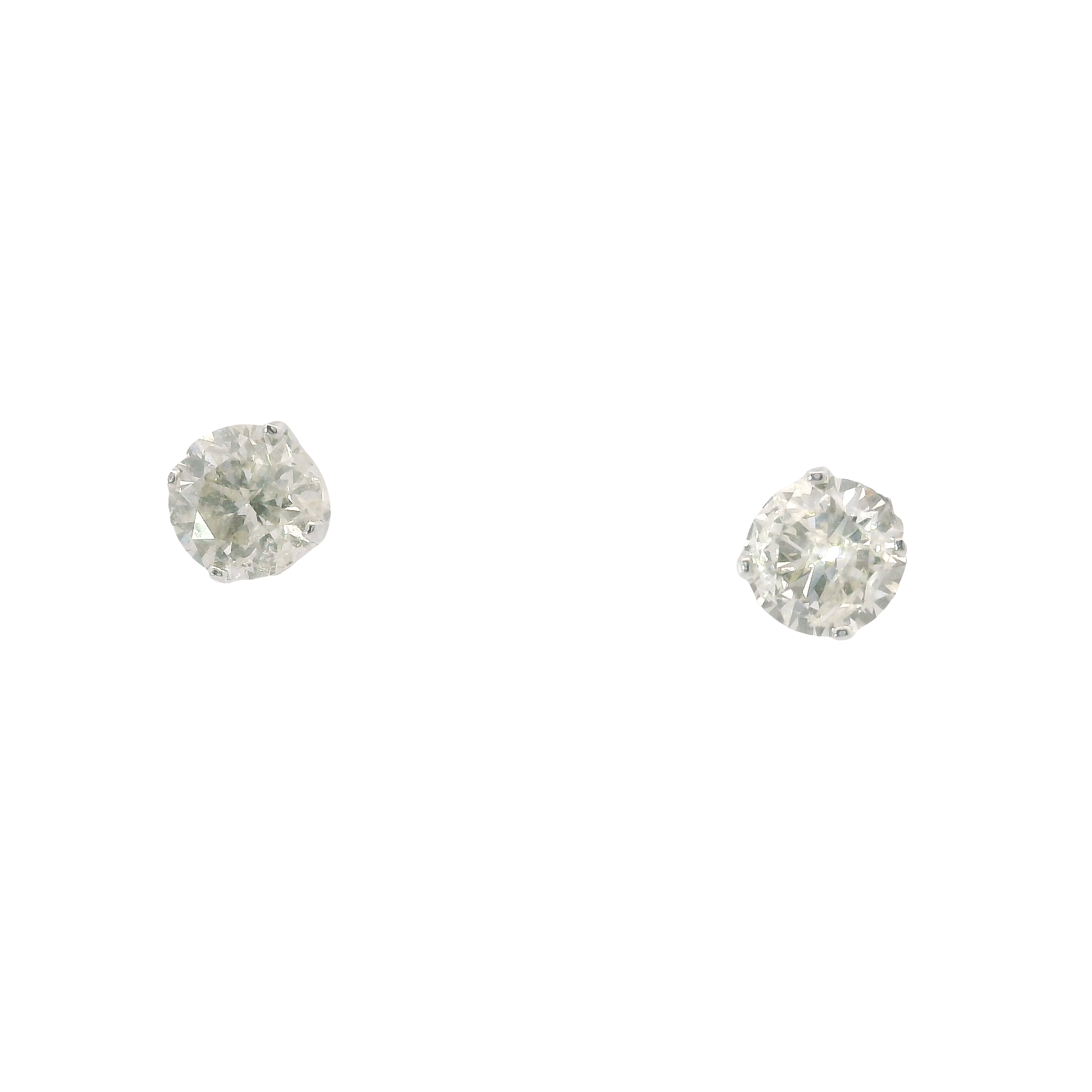 14K White Gold Diamond Stud Earrings – 0.70 Total Carats, I/J Color, I1 Clarity