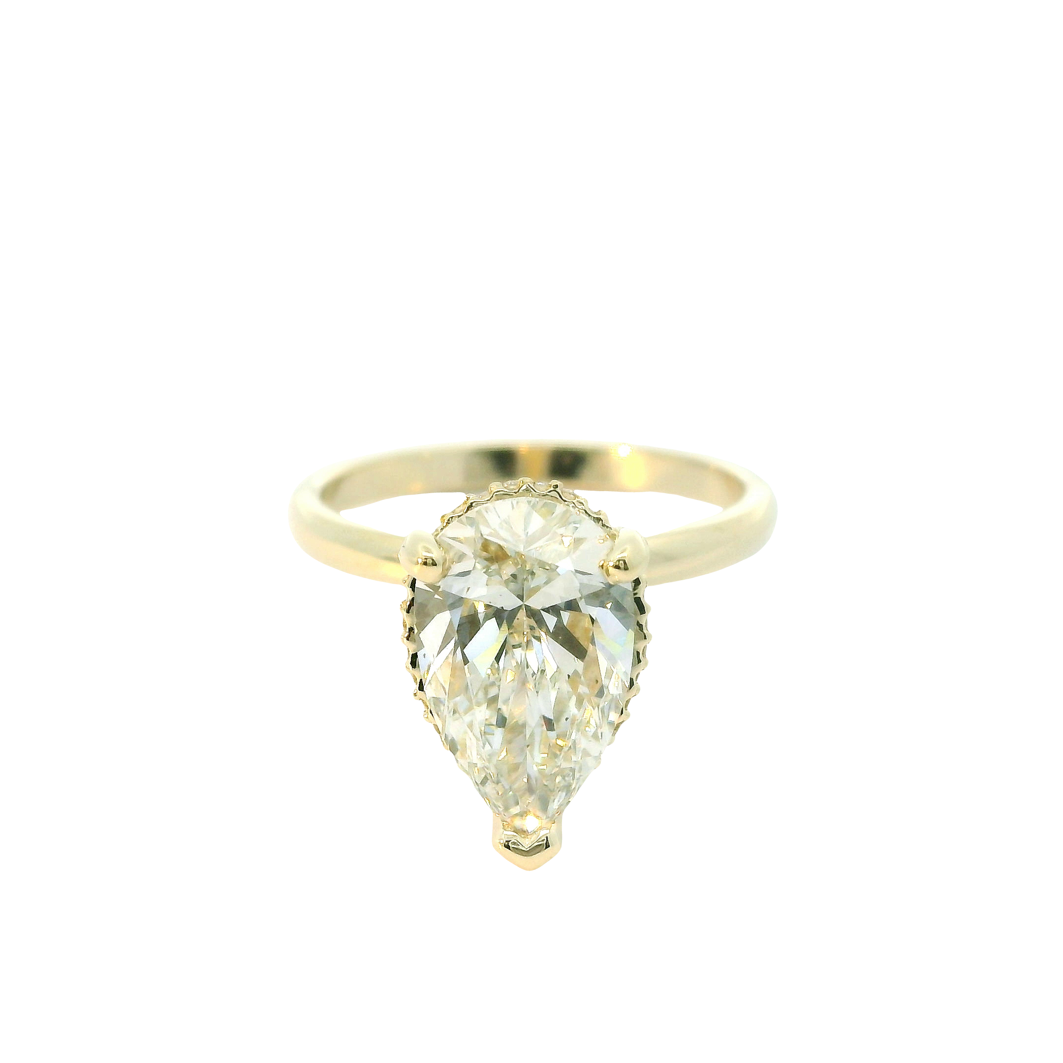 2.39ctw Pear Cut Lab-Grown Diamond Engagement Ring in 14K Yellow Gold