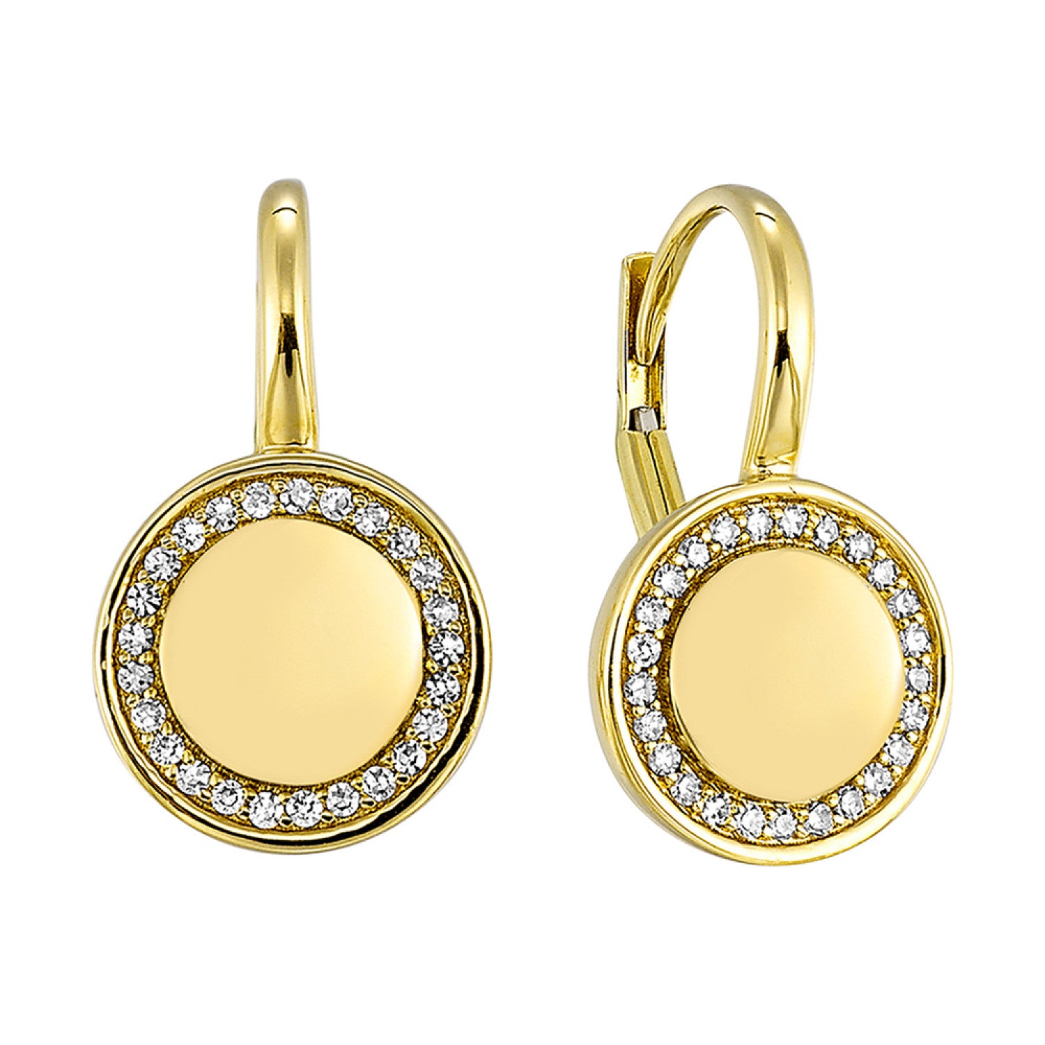Lady's Yellow 14 Karat Earrings With 50 = 0.07Tw Round H/I I1 Diamonds