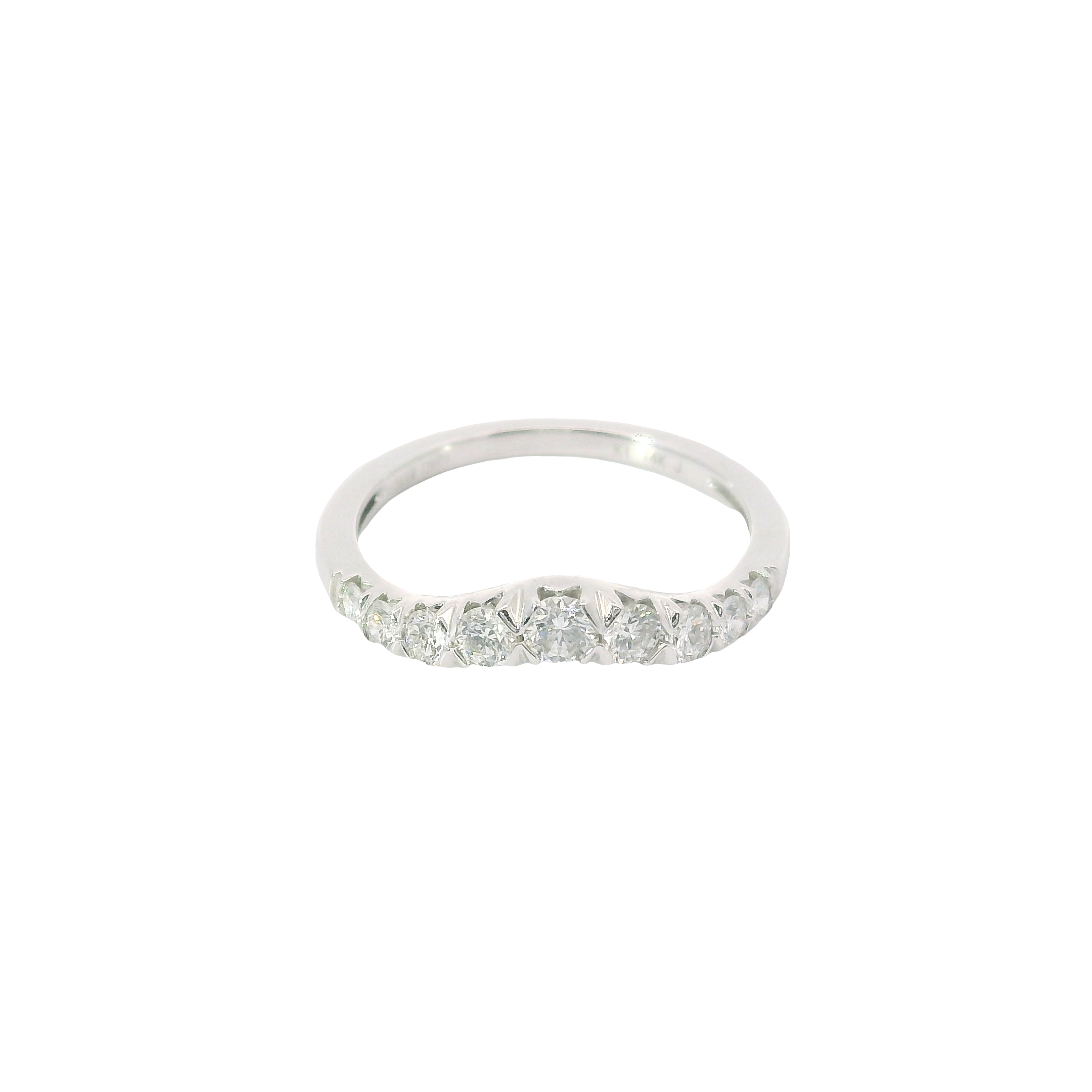 Graceful Contour: 1/2ct Diamond Nesting Band in 14K White Gold