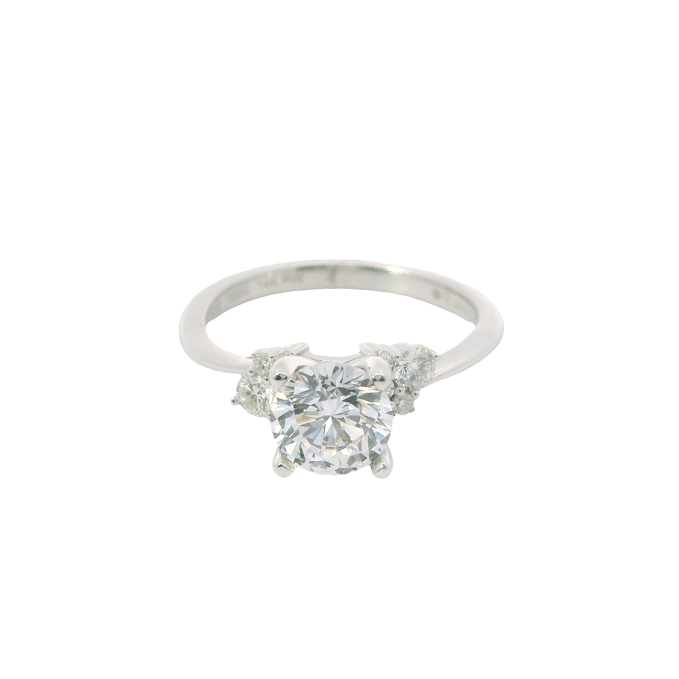 Refined Radiance: 0.25ct Diamond Semi-Mount Ring in 14K White Gold with Round CZ – Size 6