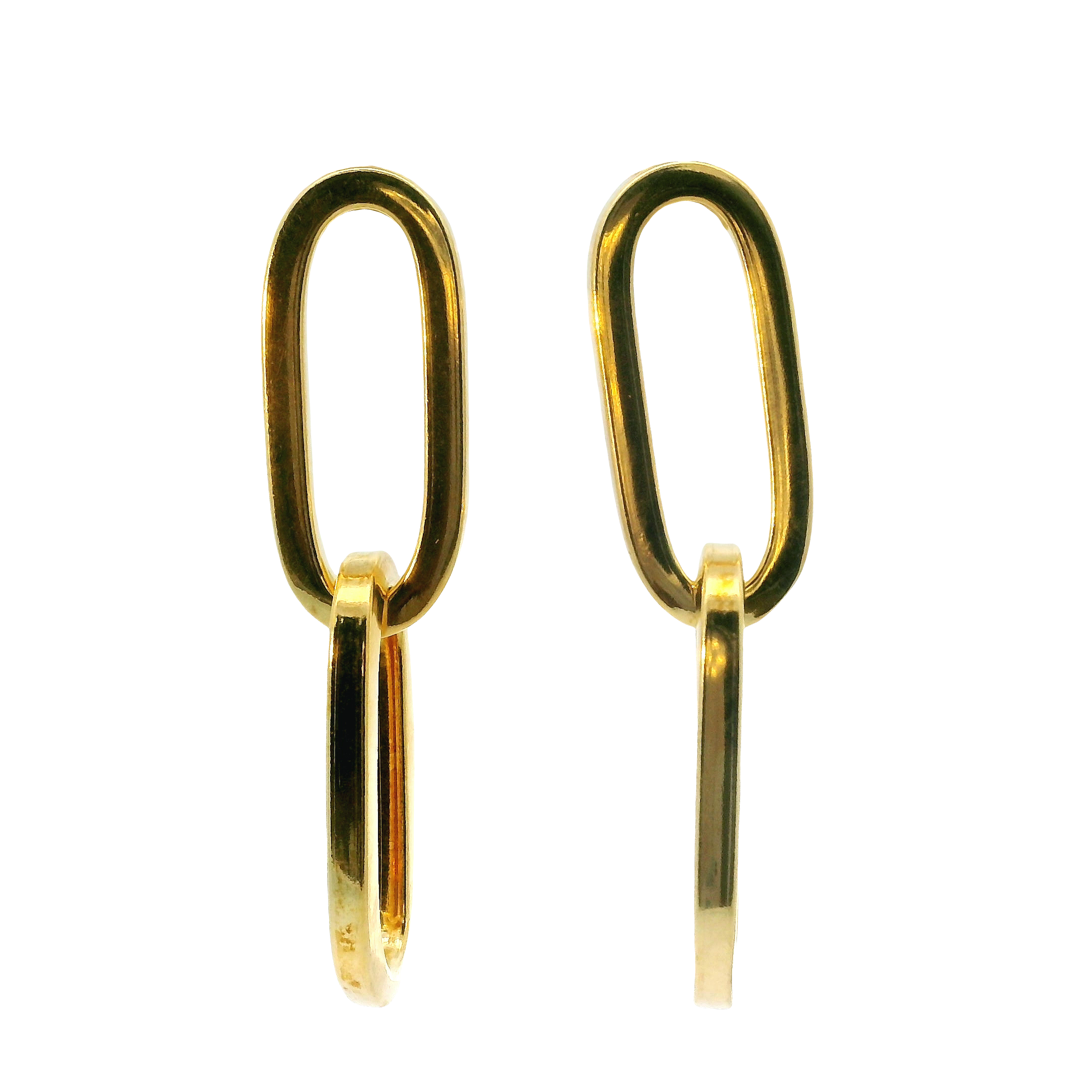 Yellow Sterling Silver Paperclip Link Earrings