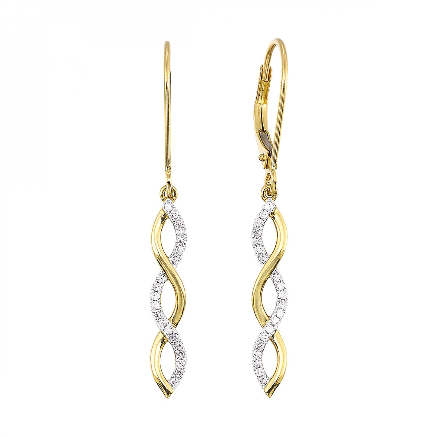 Lady's Yellow 10 Karat Earrings With 40 0.14Tw Round H/I I1 Diamonds