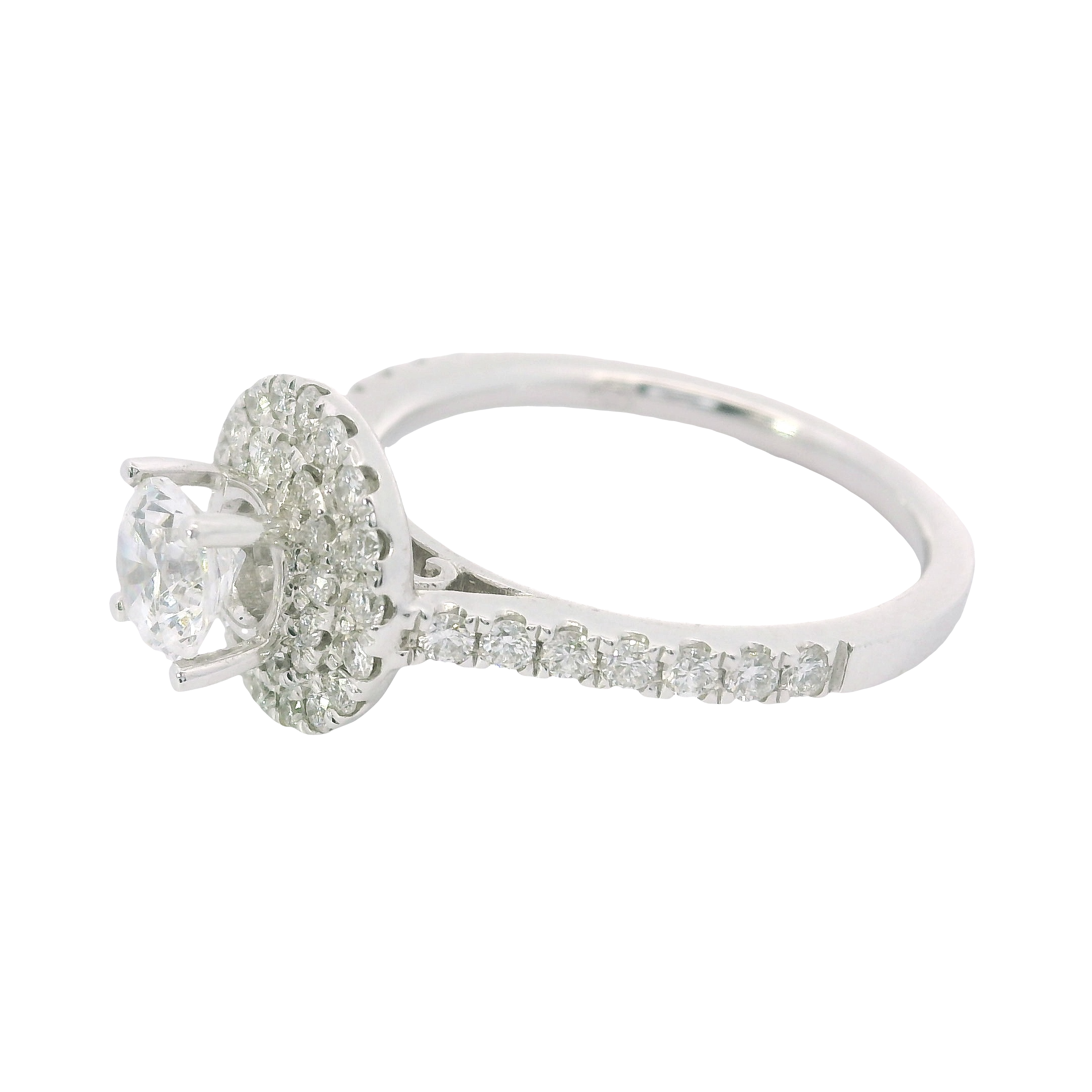 Brilliant Layers: 0.45ct Double Halo Diamond Semi-Mount in 14K White Gold – Size 6.5