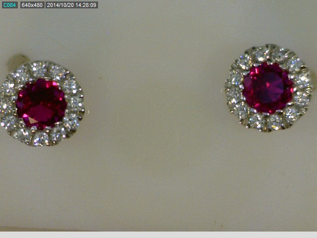 STERLING SILVER RUBY 24CZ EARR