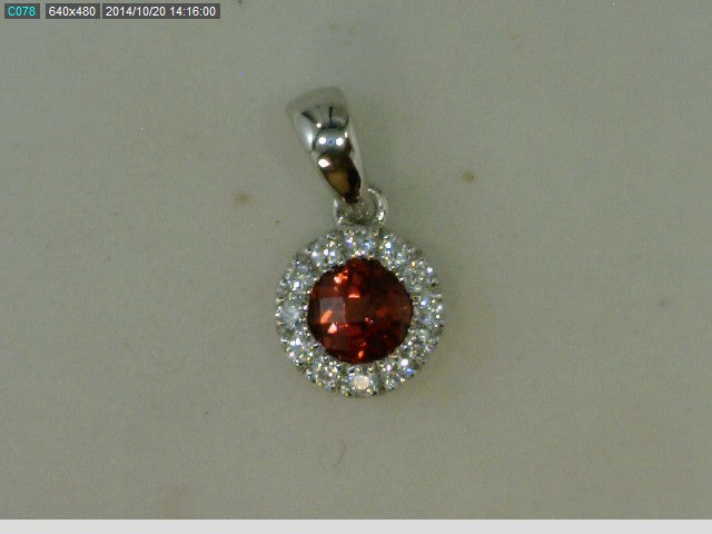 STERLING SILVER GARNET 12CZ PE