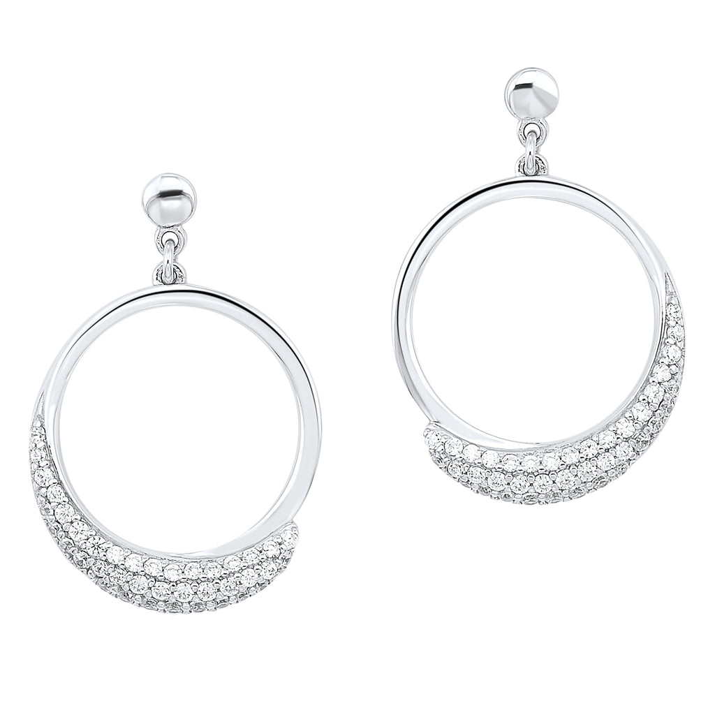 Lady's Sterling Silver 69.00 Earrings With = Round Cubic Zirconiums