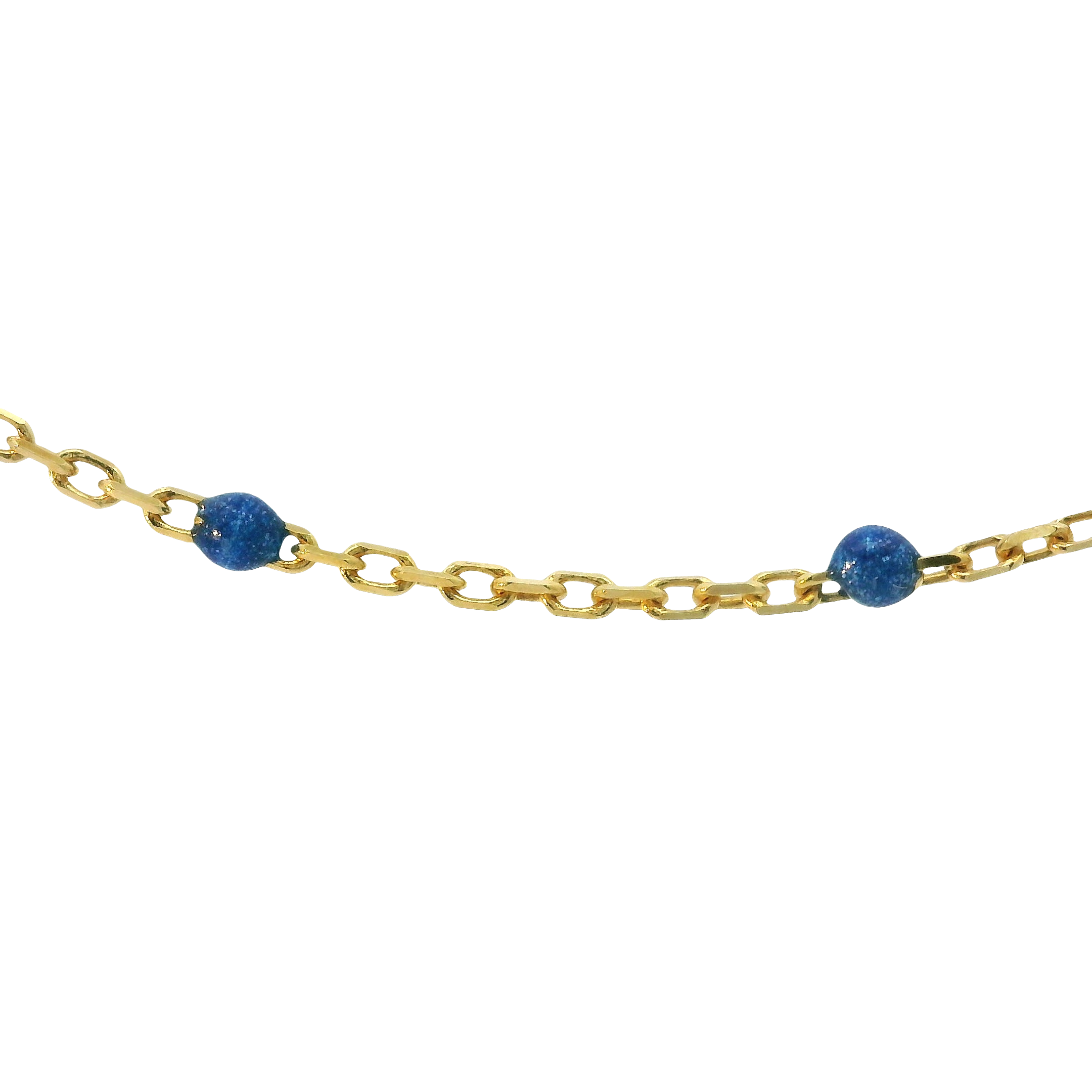 Elegant Serenity: 18" Gold-Plated Lapis Bead Necklace