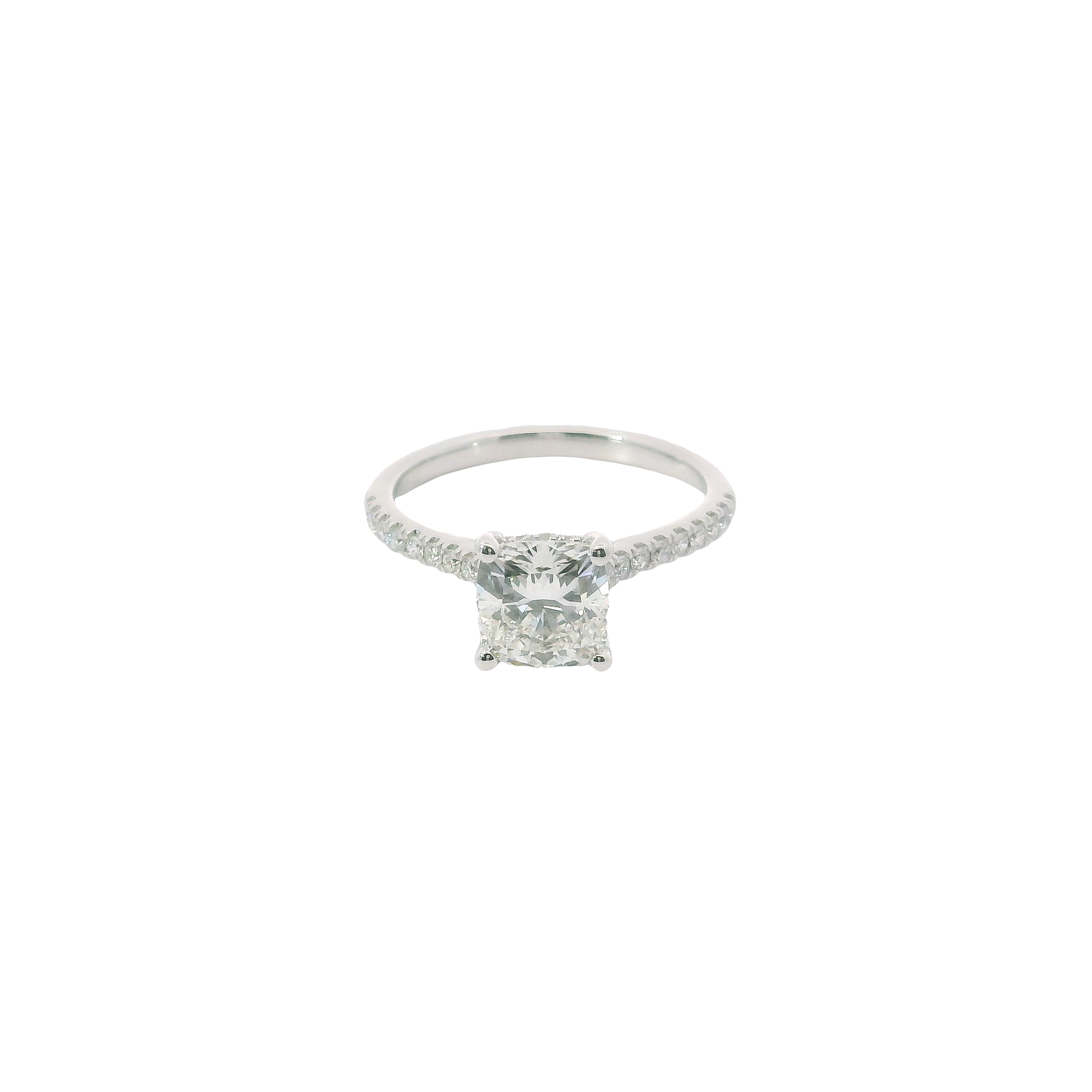 Eternal Elegance: 14kt White Gold Cushion-Cut Lab-Grown Diamond Engagement Ring