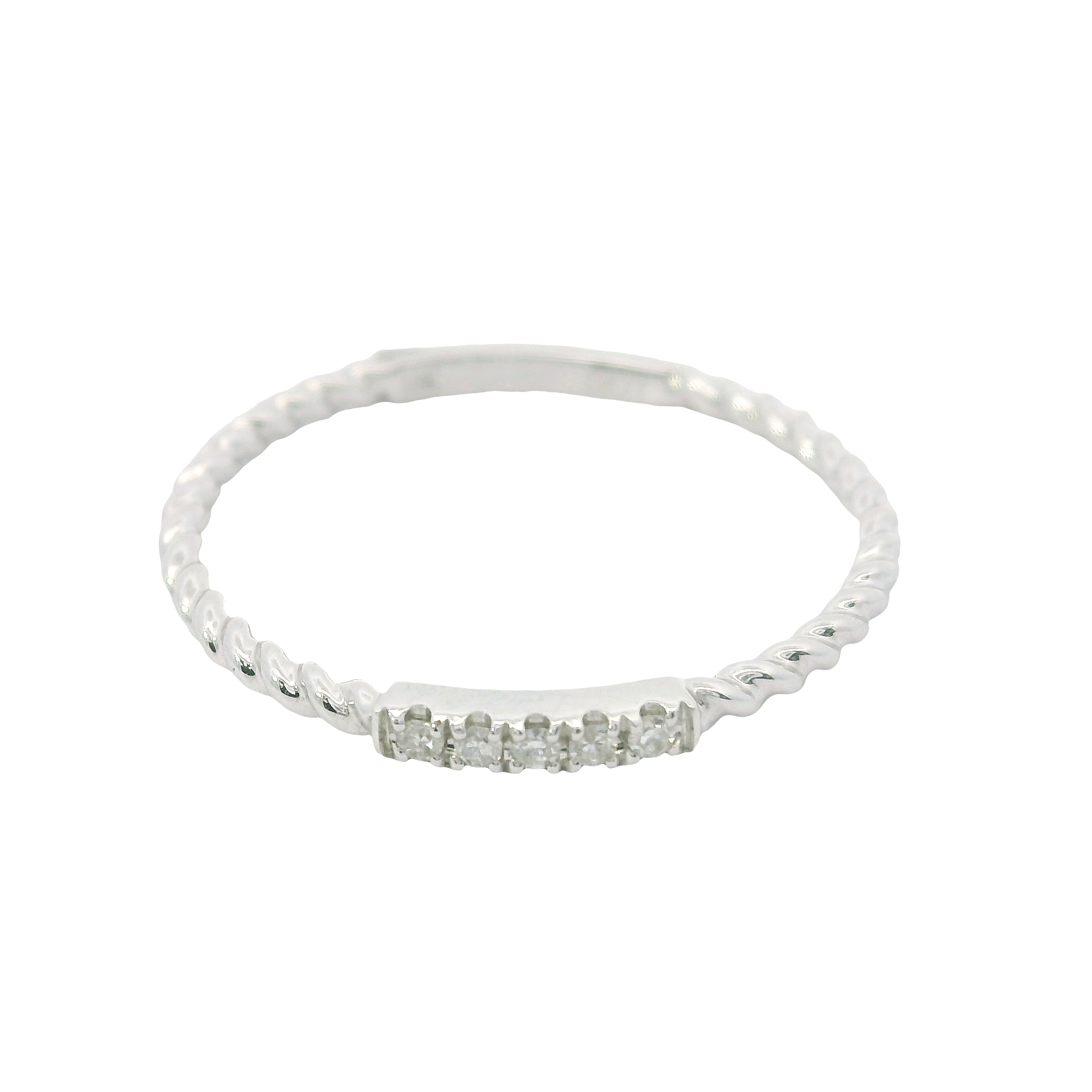 10K White Gold Diamond Wedding Band – 0.05 Total Carats, Size 6.5
