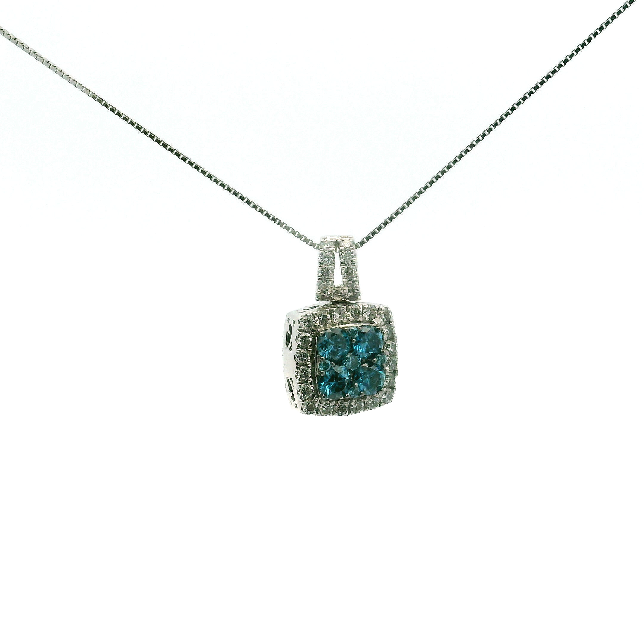 Lady's 14K White Gold Flip Pendant with 2.50ct TW Lab-Grown Pink, Blue & White Diamonds