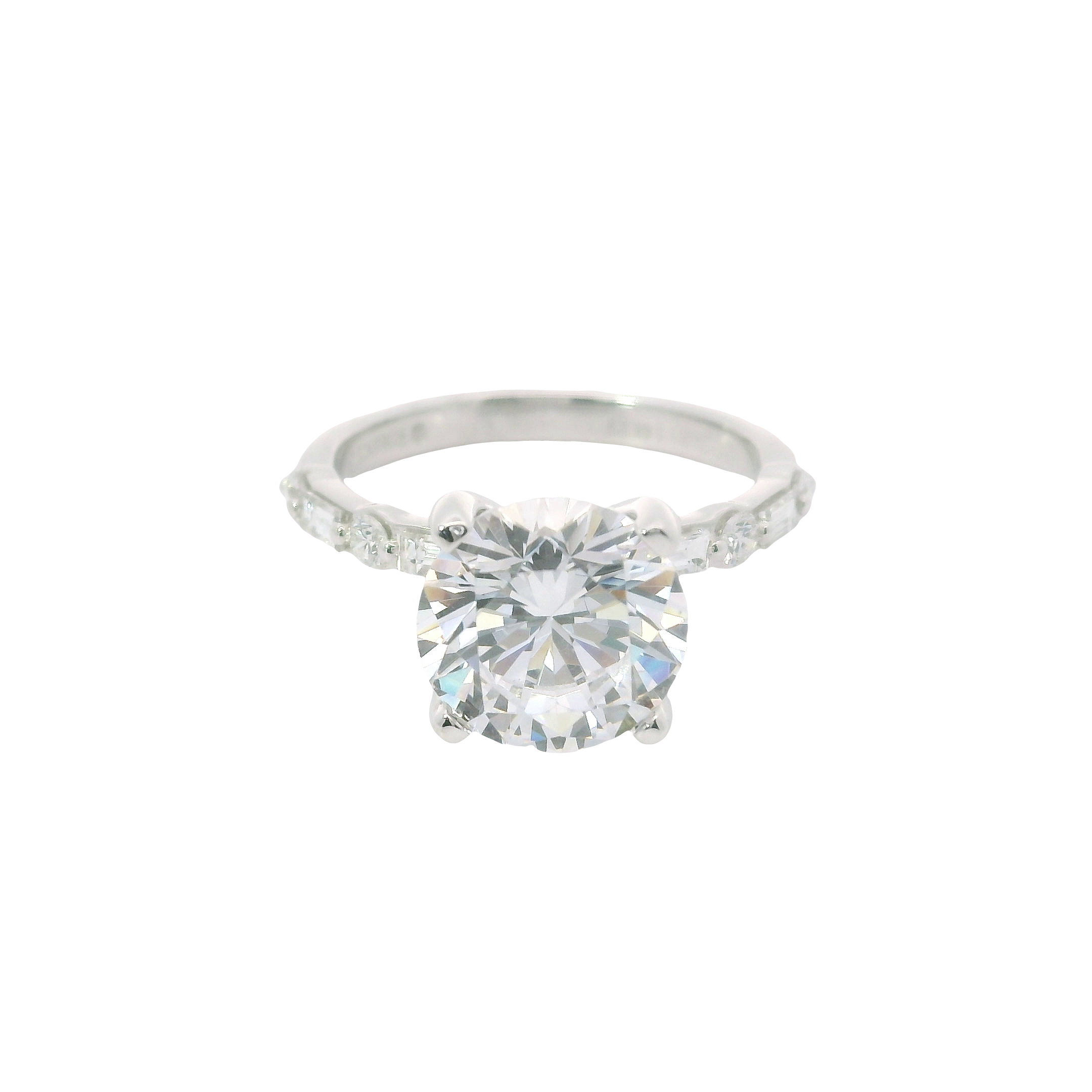 Classic Illusion: 0.33ct Diamond Semi-Mount Ring in 14K White Gold with Round CZ – Size 6