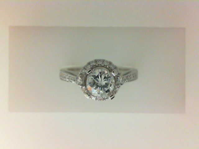 Lady's White 14 Karat Halo Eng