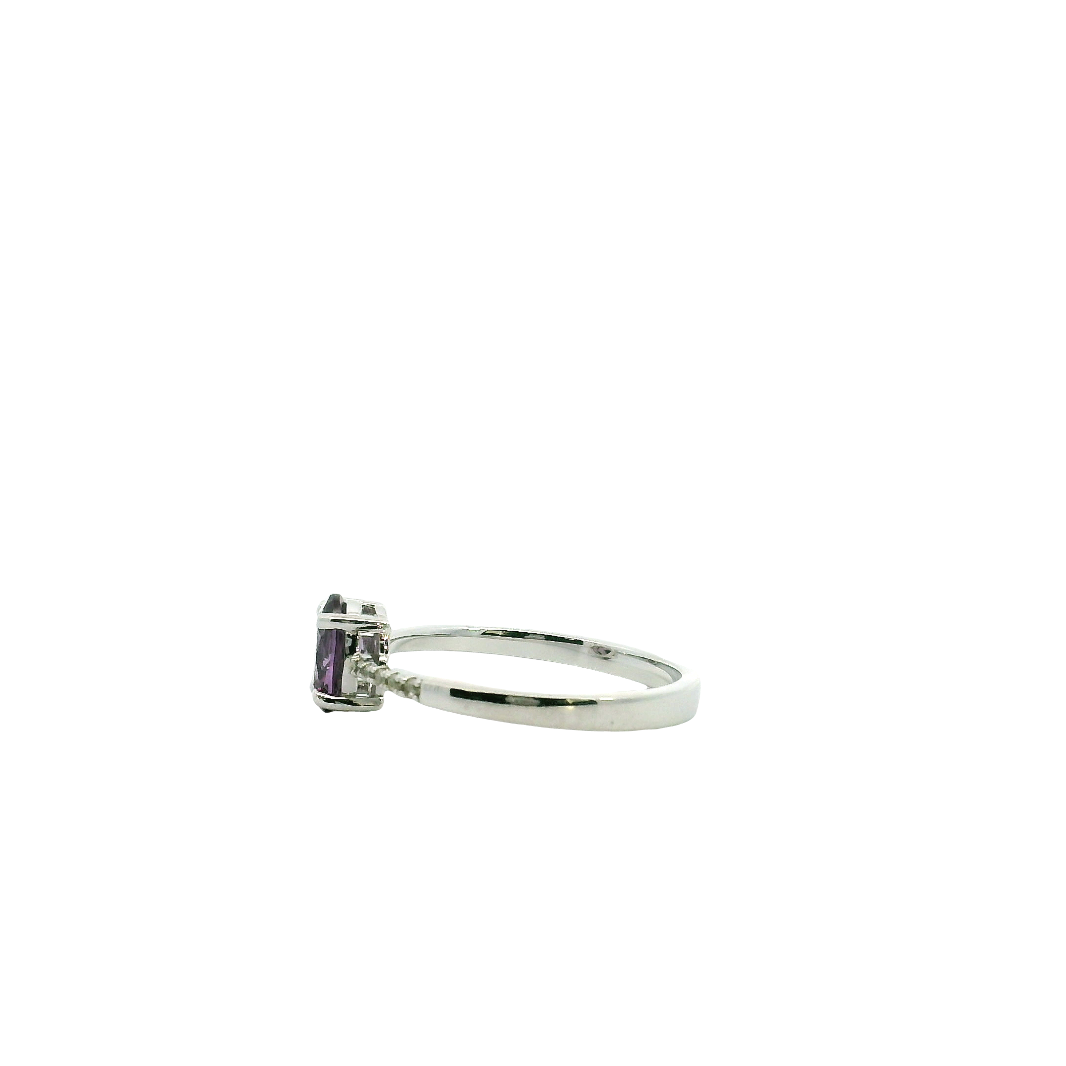 Sterling Ring With 5 Round Cubic Zirconiums 5x7 oval amethyst