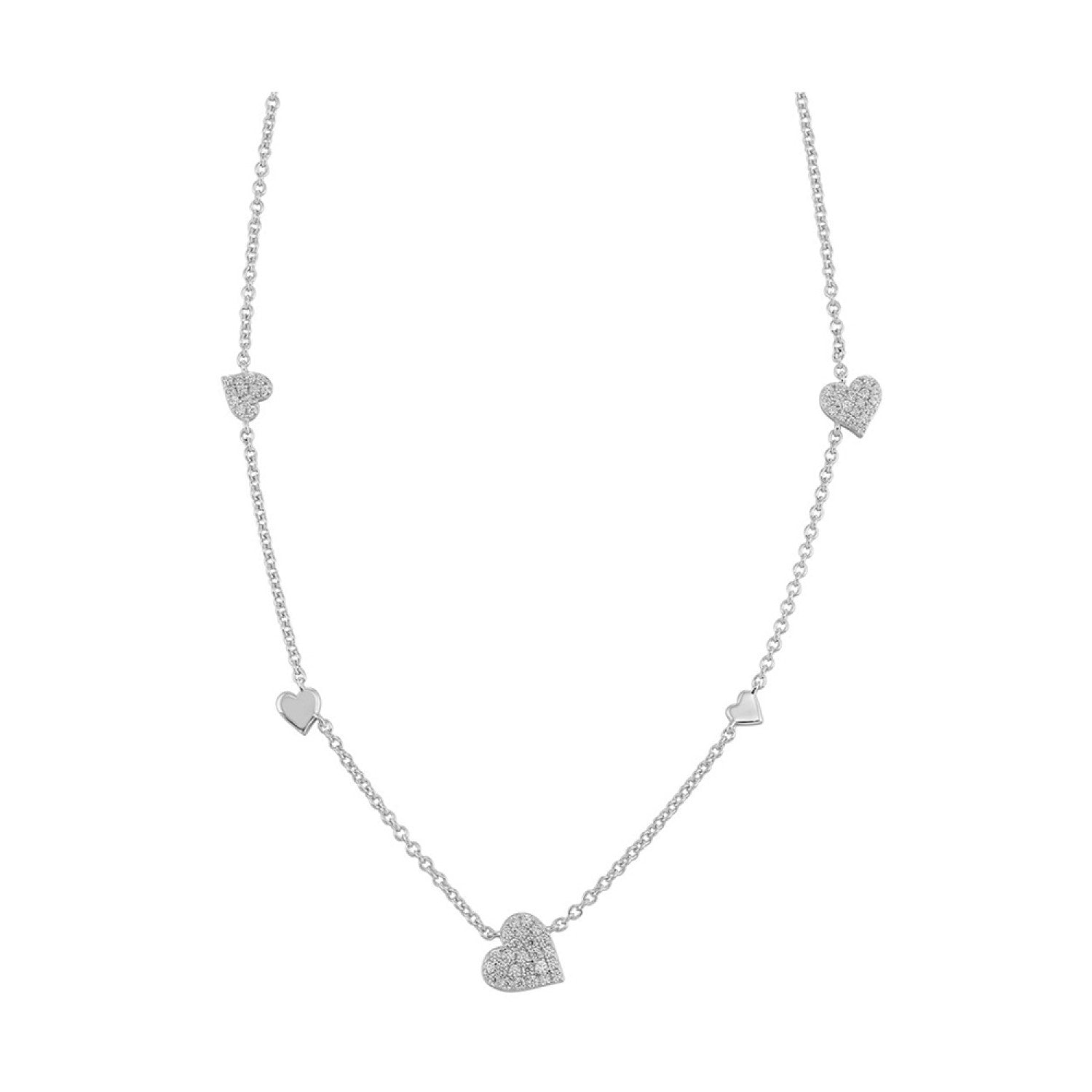 Sterling Sterling Silver Dangle hearts  Pendants With = Round Cubic Zirconiums