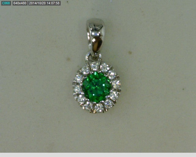 STERLING SILVER EMERALD 12CZ P