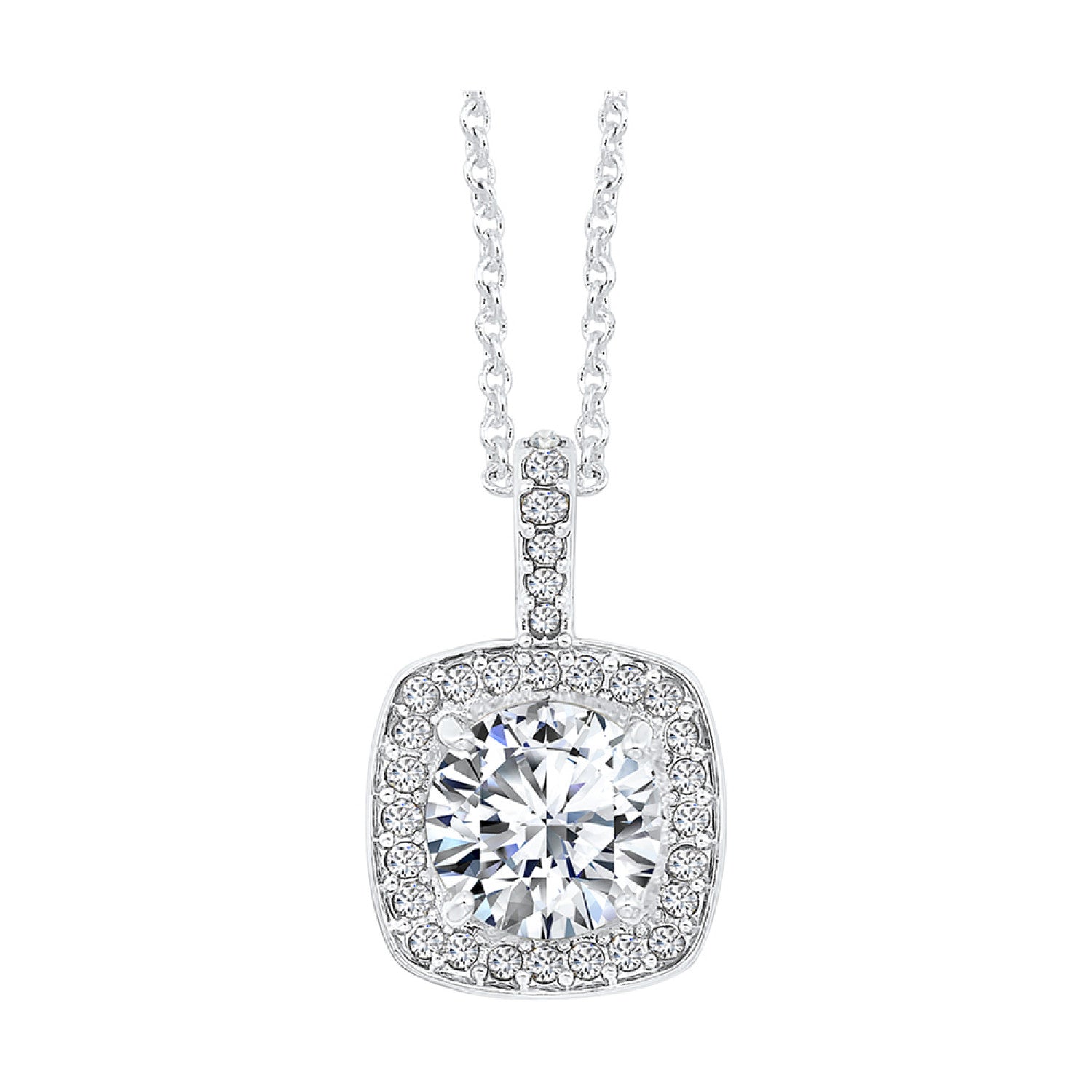 Sterling Sterling Silver Pendants With = Round Cubic Zirconiums
