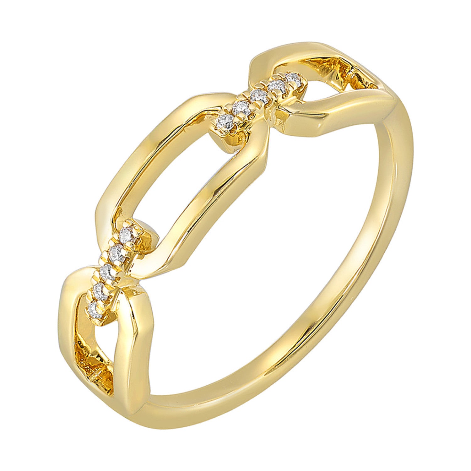 Lady's Yellow 14 Karat Fashion Ring With 10 = 0.04Tw Round Diamonds