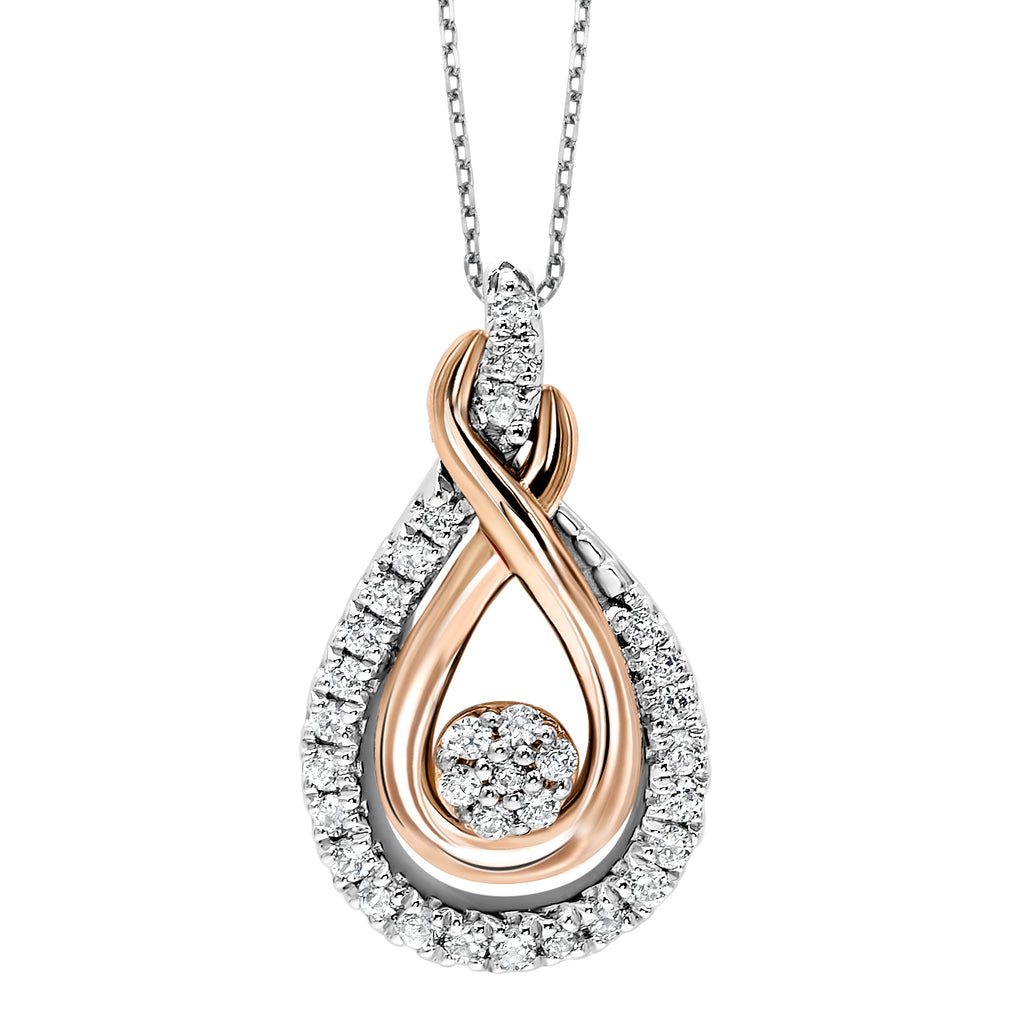 Rosé Silver Ss/10Kt Sterling Silver Pendants With 32 = 0.17Tw Round Diamonds