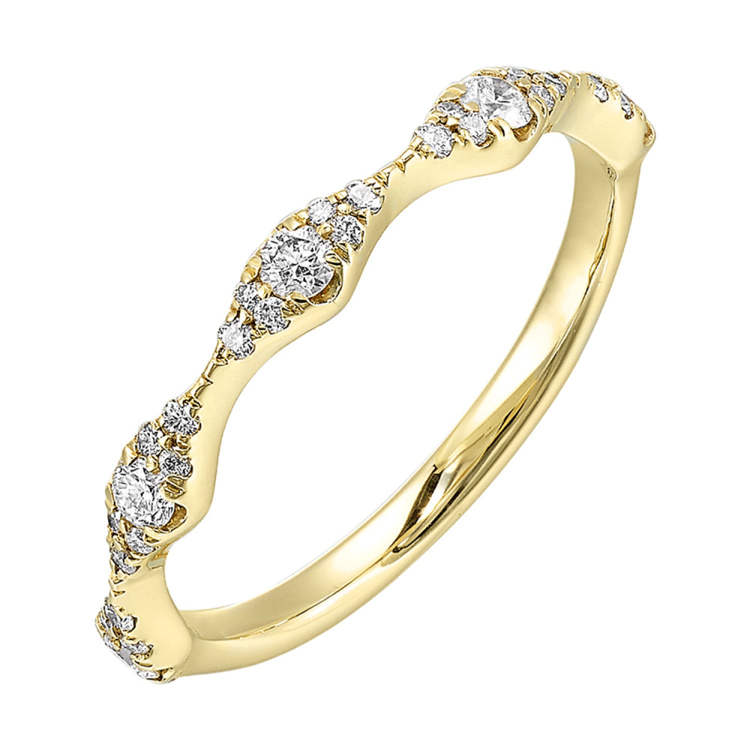 Lady's Yellow 14 Karat Fashion Ring Size 6.5 With 35 = 0.33Tw Round Diamonds