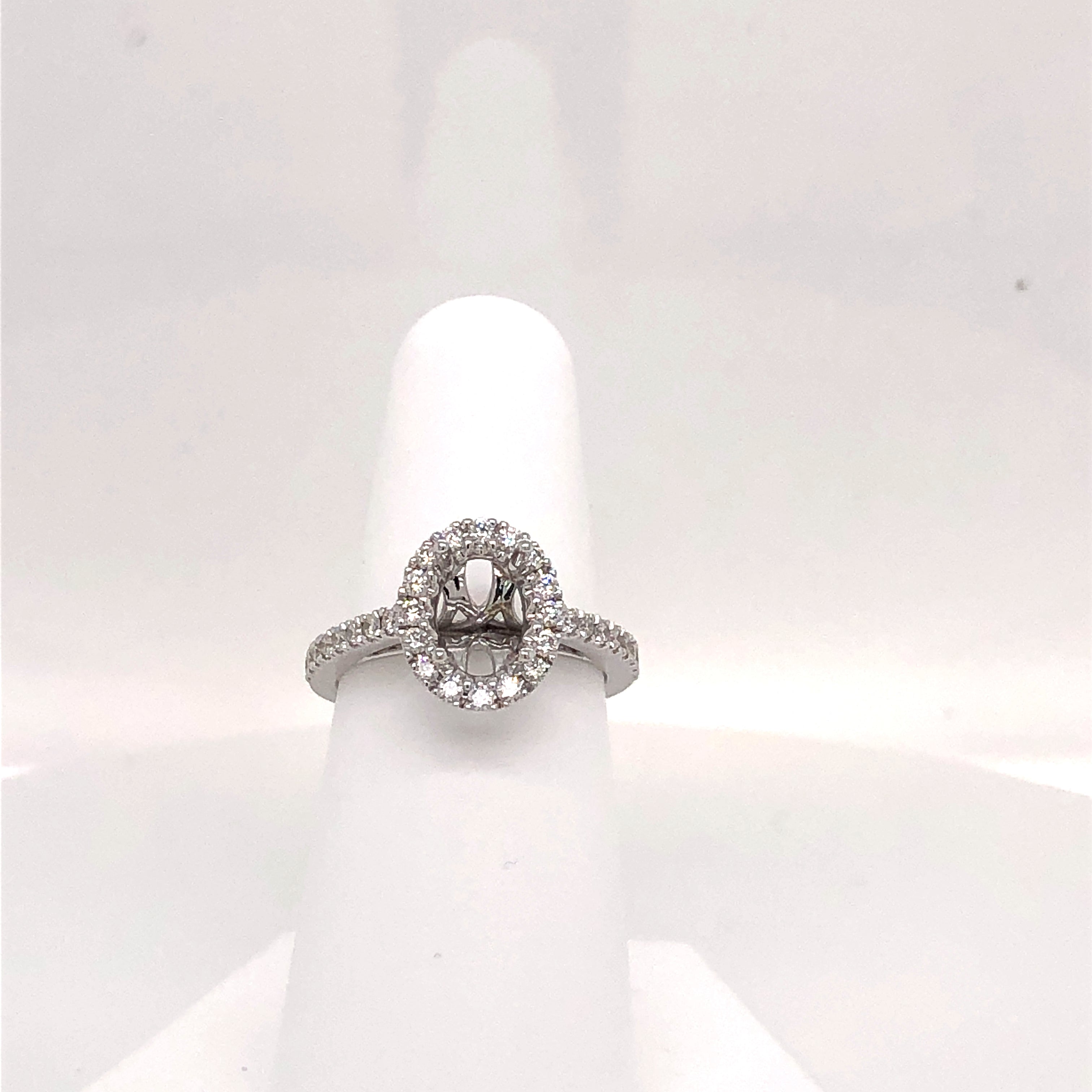 White 14 Karat Halo Style Semi