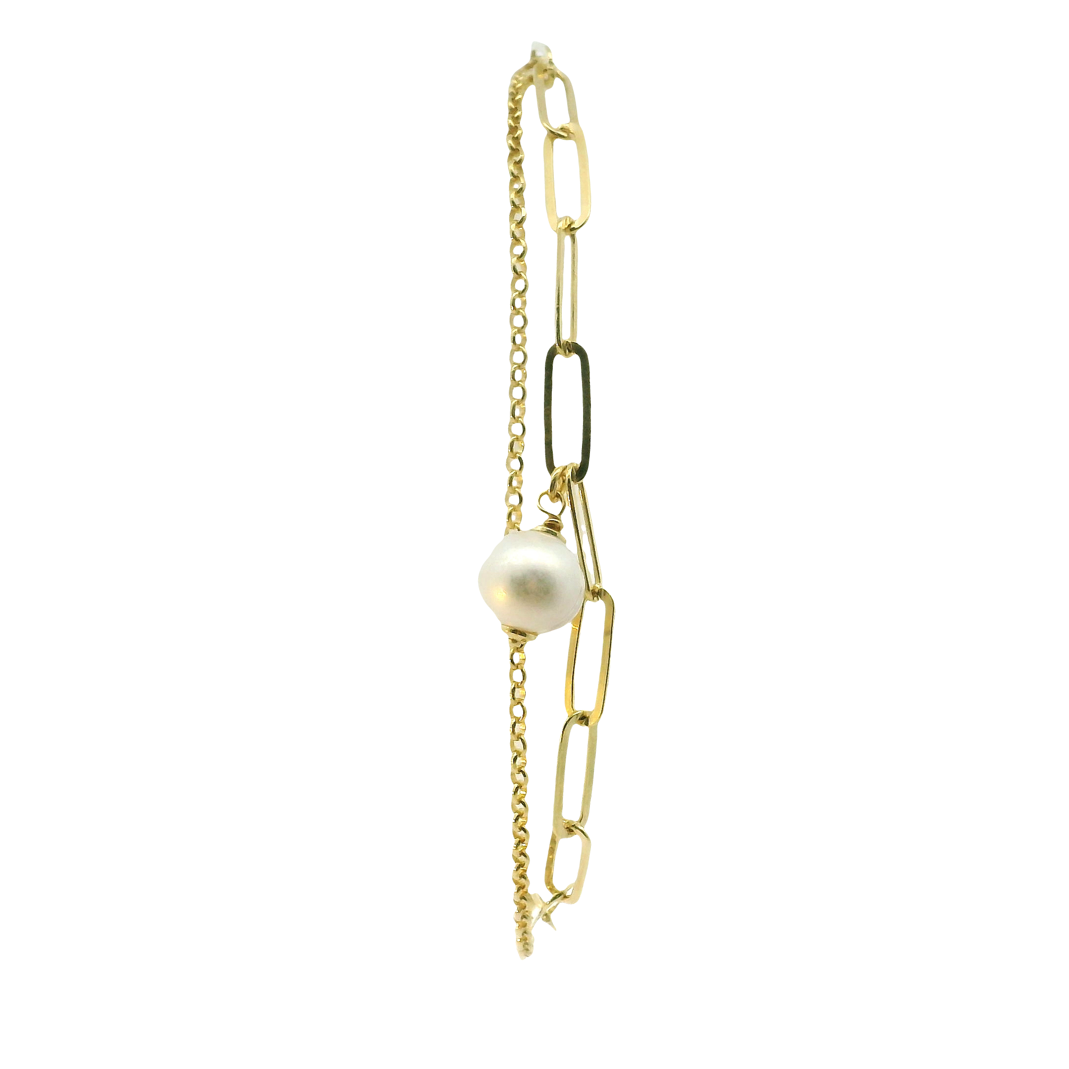 Yellow Sterling Silver Pearl Bracelet – 7" Length