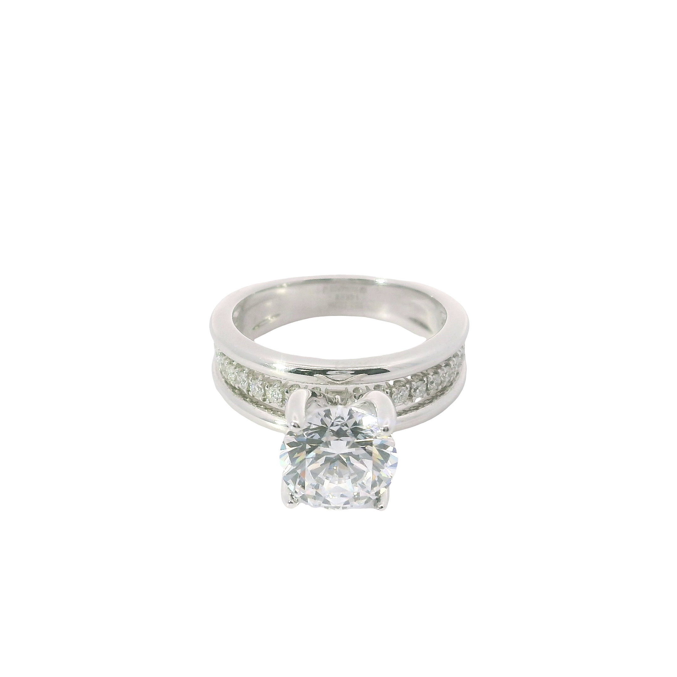 Timeless Radiance: 0.20ct Diamond Semi-Mount Ring in 14K White Gold with Round CZ Center – Size 6