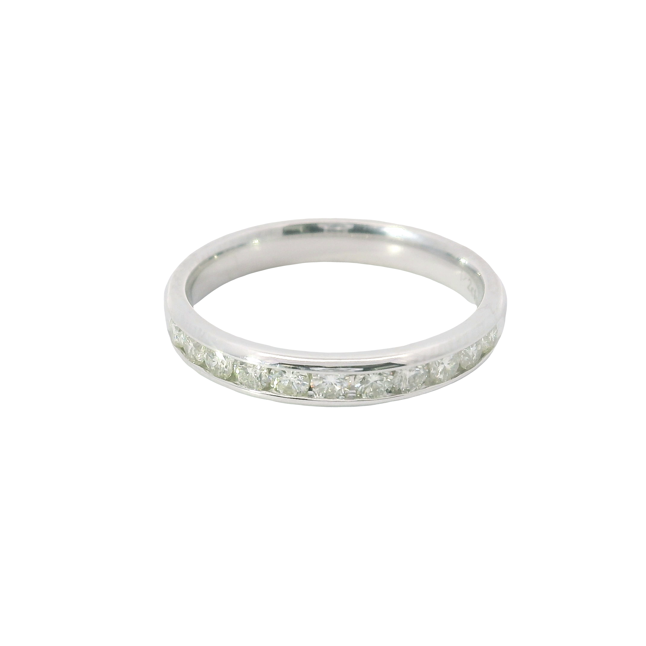 Lasting Grace: 0.50ct Channel-Set Diamond Wedding Band in 14K White Gold – Size 5