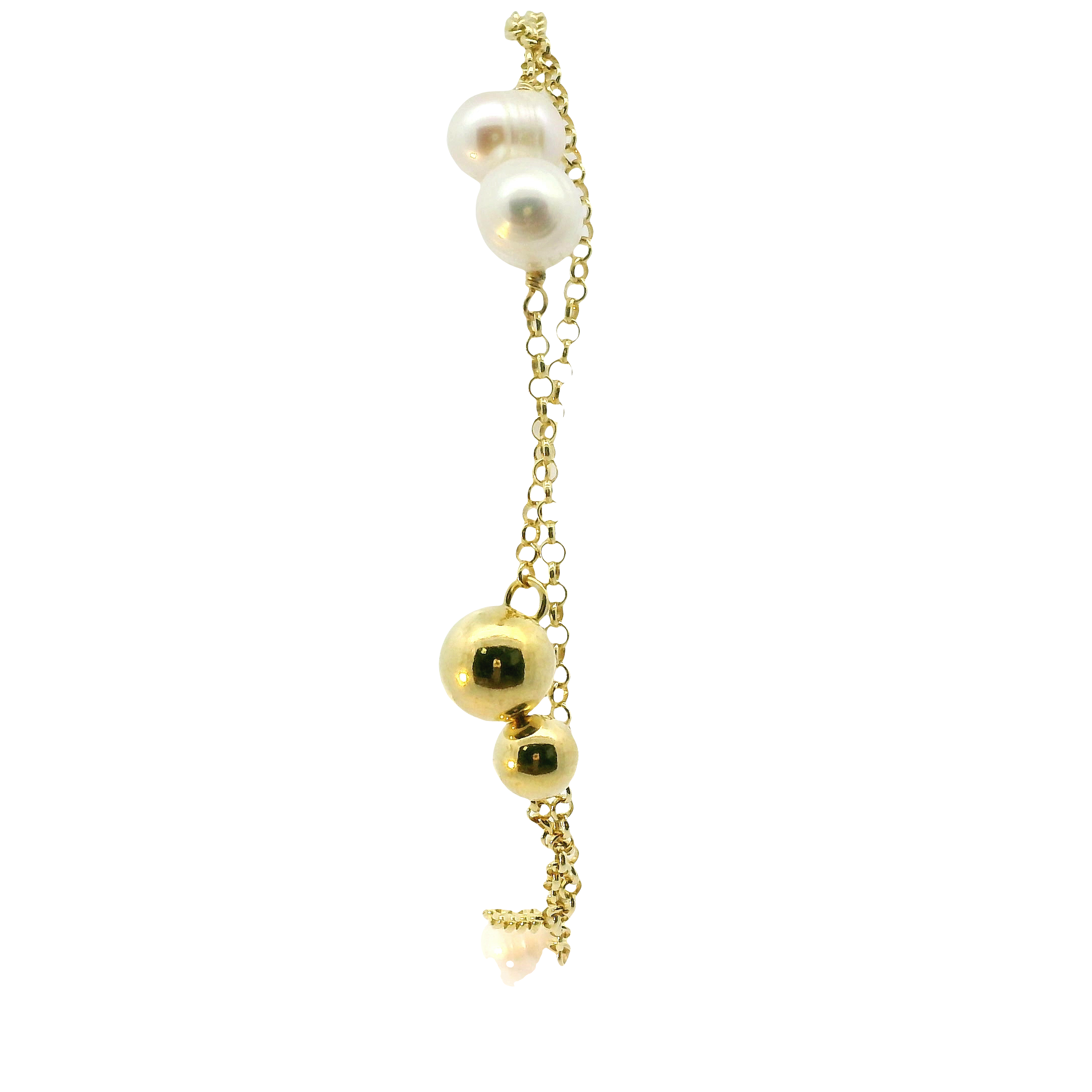 Yellow Sterling Silver Pearl Bracelet – 7.5" Length
