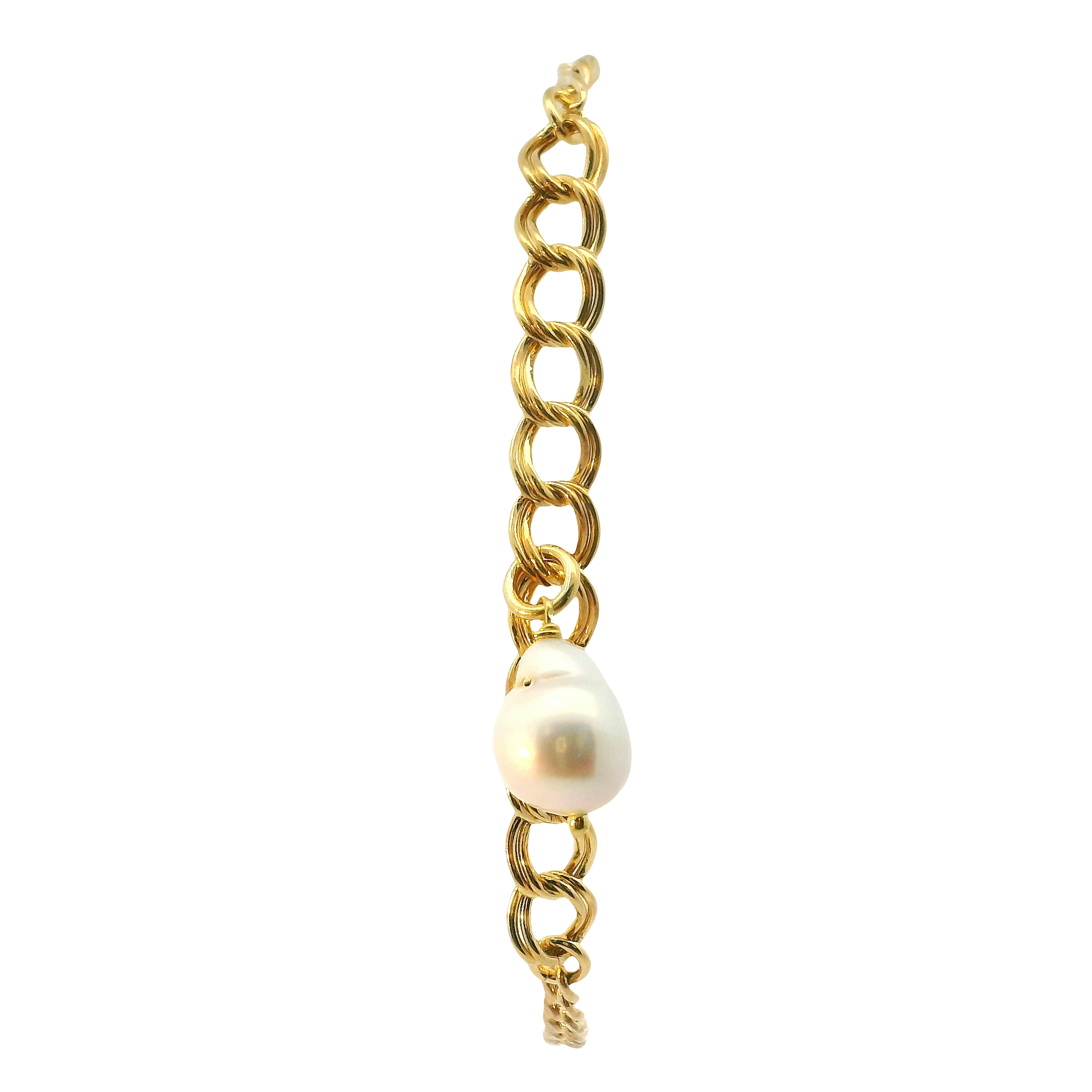Yellow Sterling Silver Pearl Bracelet – 7" Length