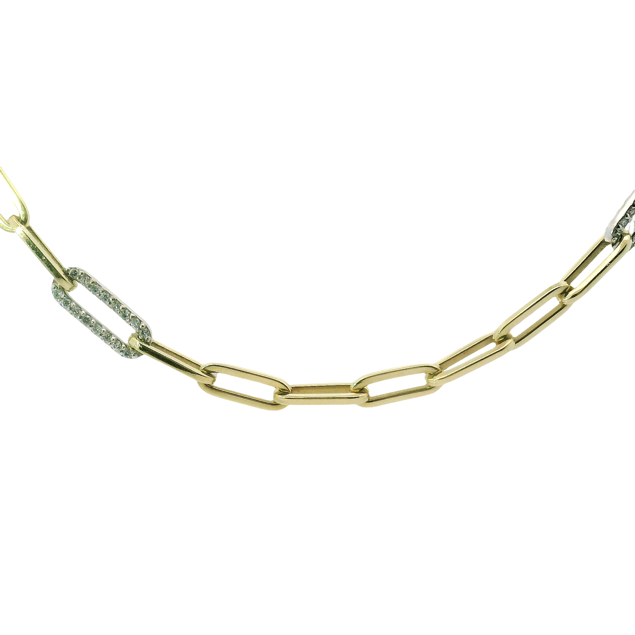 Italian Paperclip Diamond Necklace in 14K Yellow Gold – 0.77ctw, 17” Length