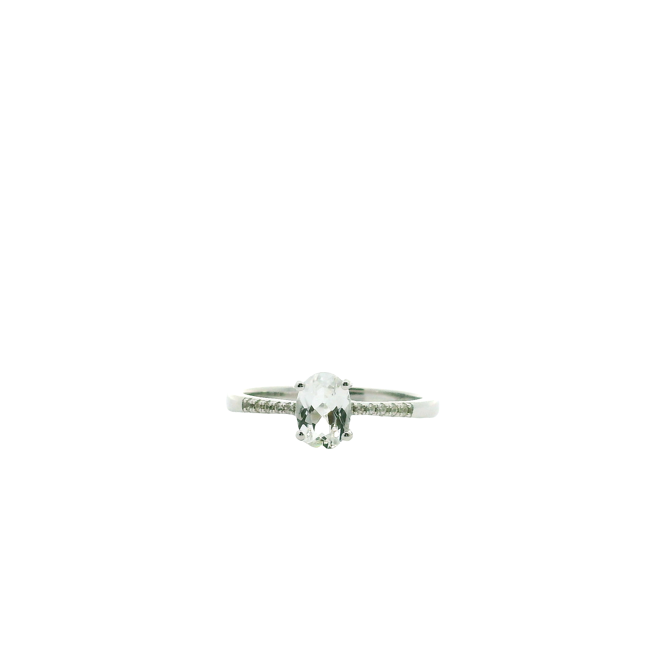 Sterling Ring With 5 Round Cubic Zirconiums 5x7 oval white topaz