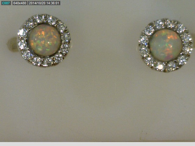 STERLING SILVER  OPAL 24CZ EAR