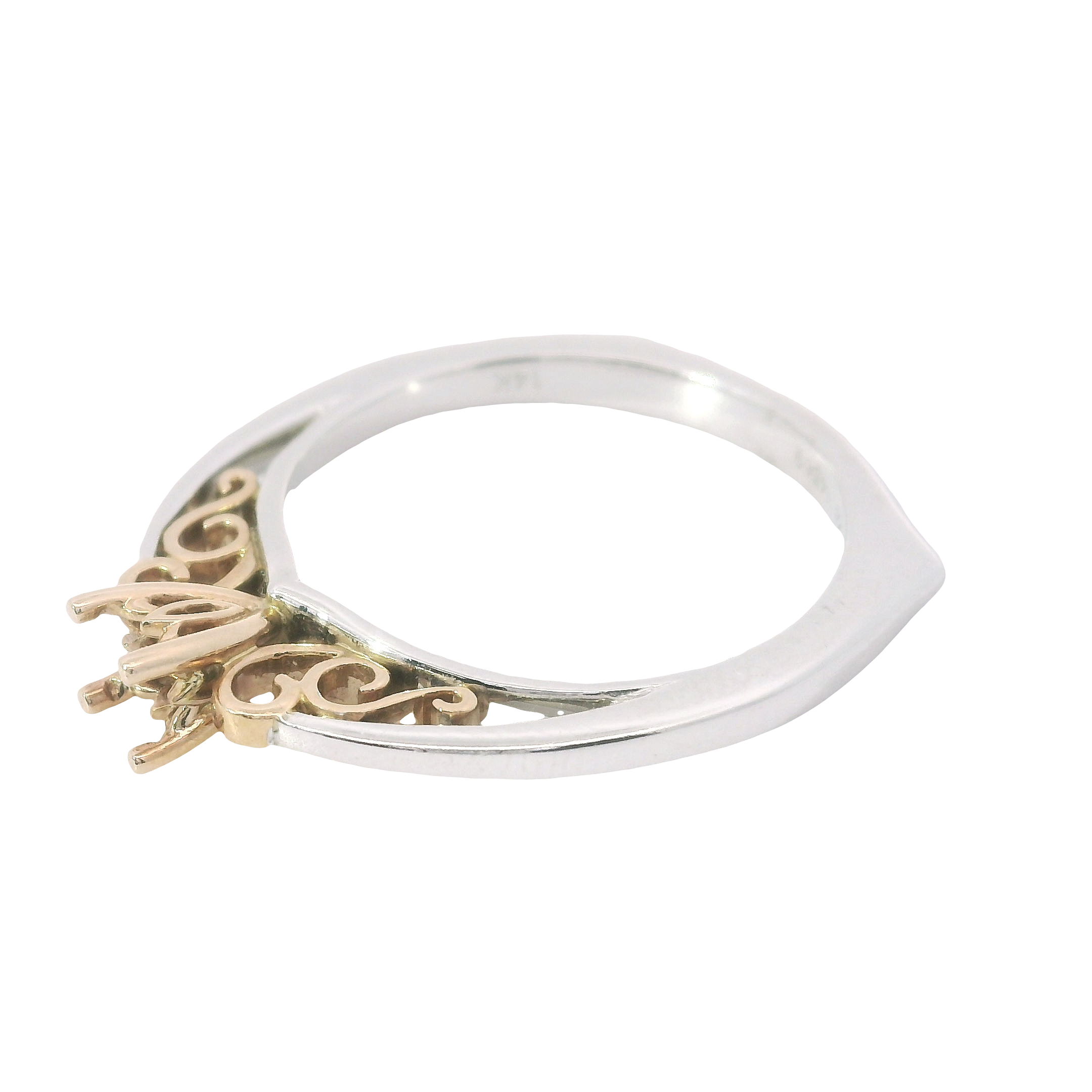 Two-Tone Elegance: 14K White & Rose Gold Semi-Mount Ring – Size 6.5