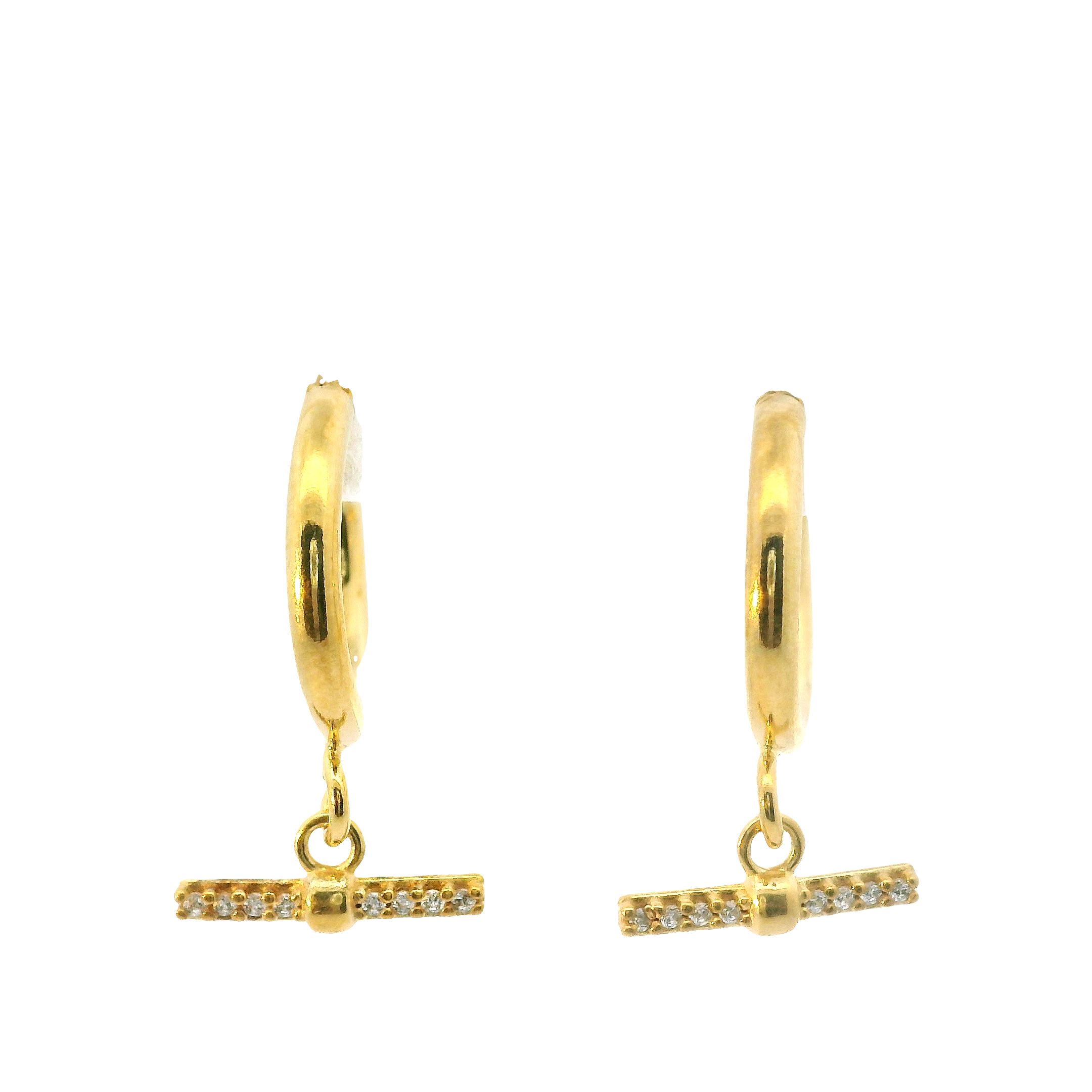 Chic Charm: Yellow Sterling Silver CZ Toggle Earrings