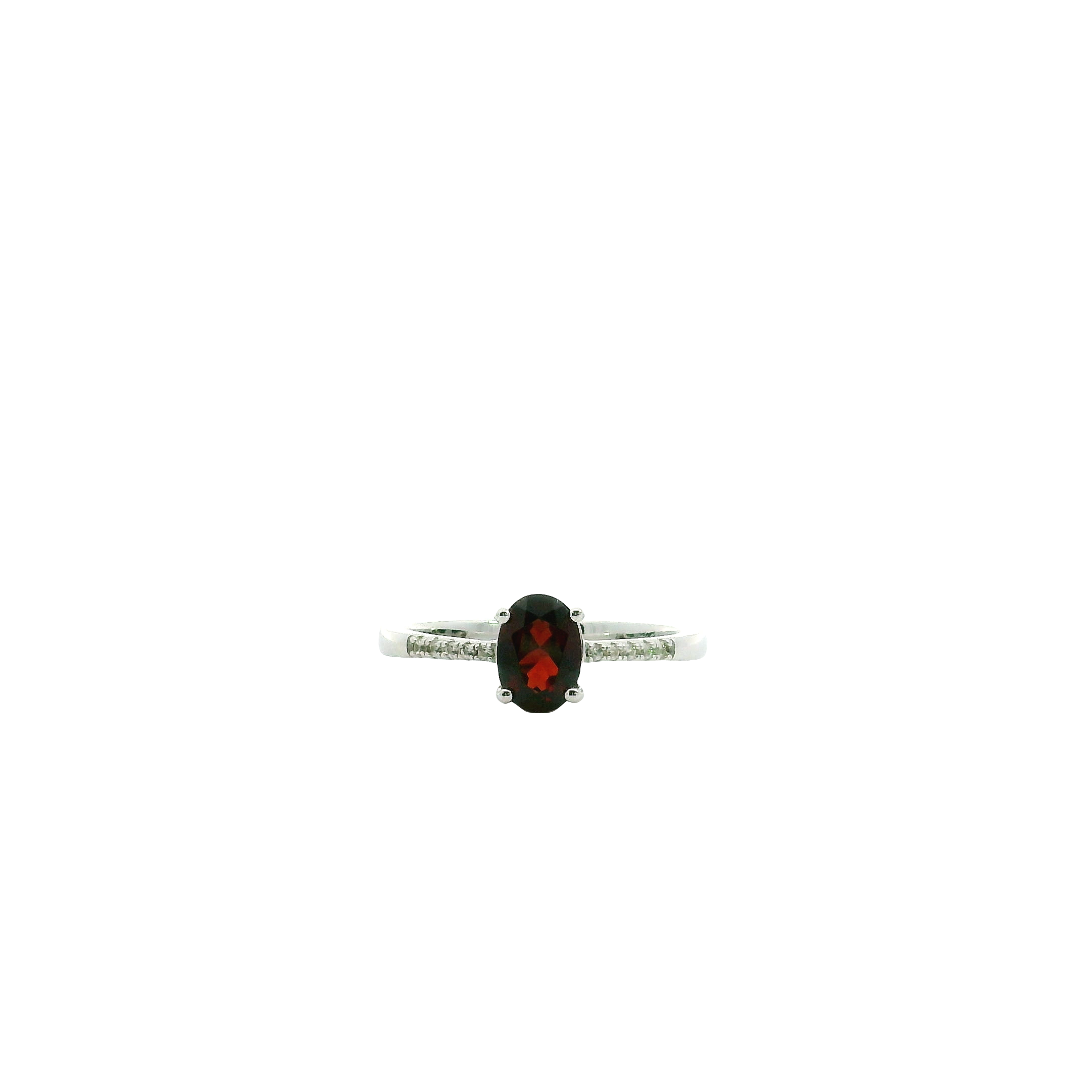 Sterling Ring With 5 Round Cubic Zirconiums 5x7 oval garnet