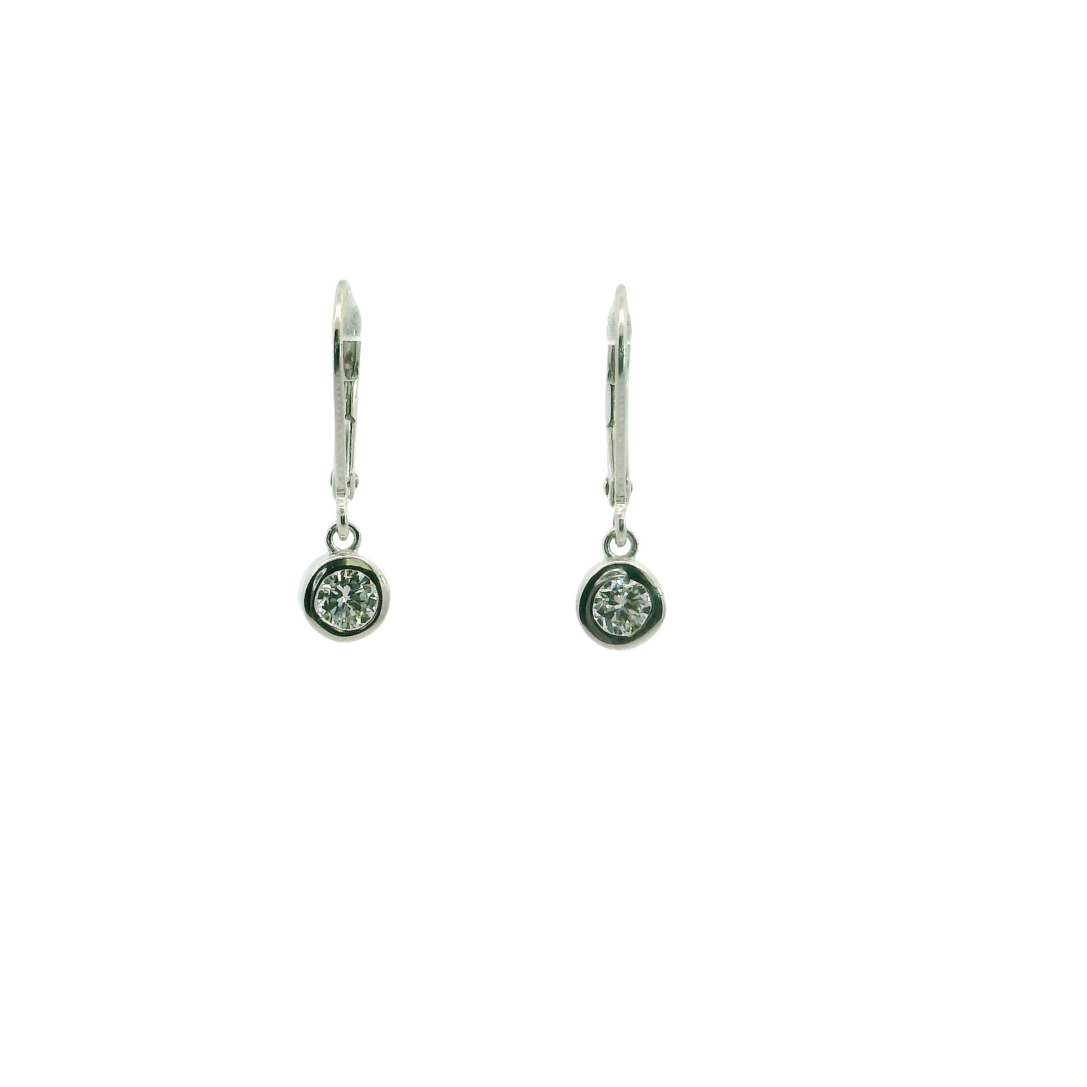 Lady's Sterling Silver Earrings Bezel set  With 2 = 0.50Tw Round lab grown Diamonds E/F Vs2